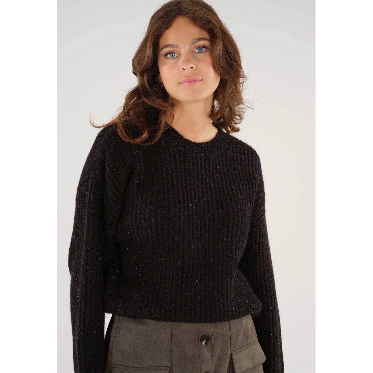 Pull noir 2024 brillant femme