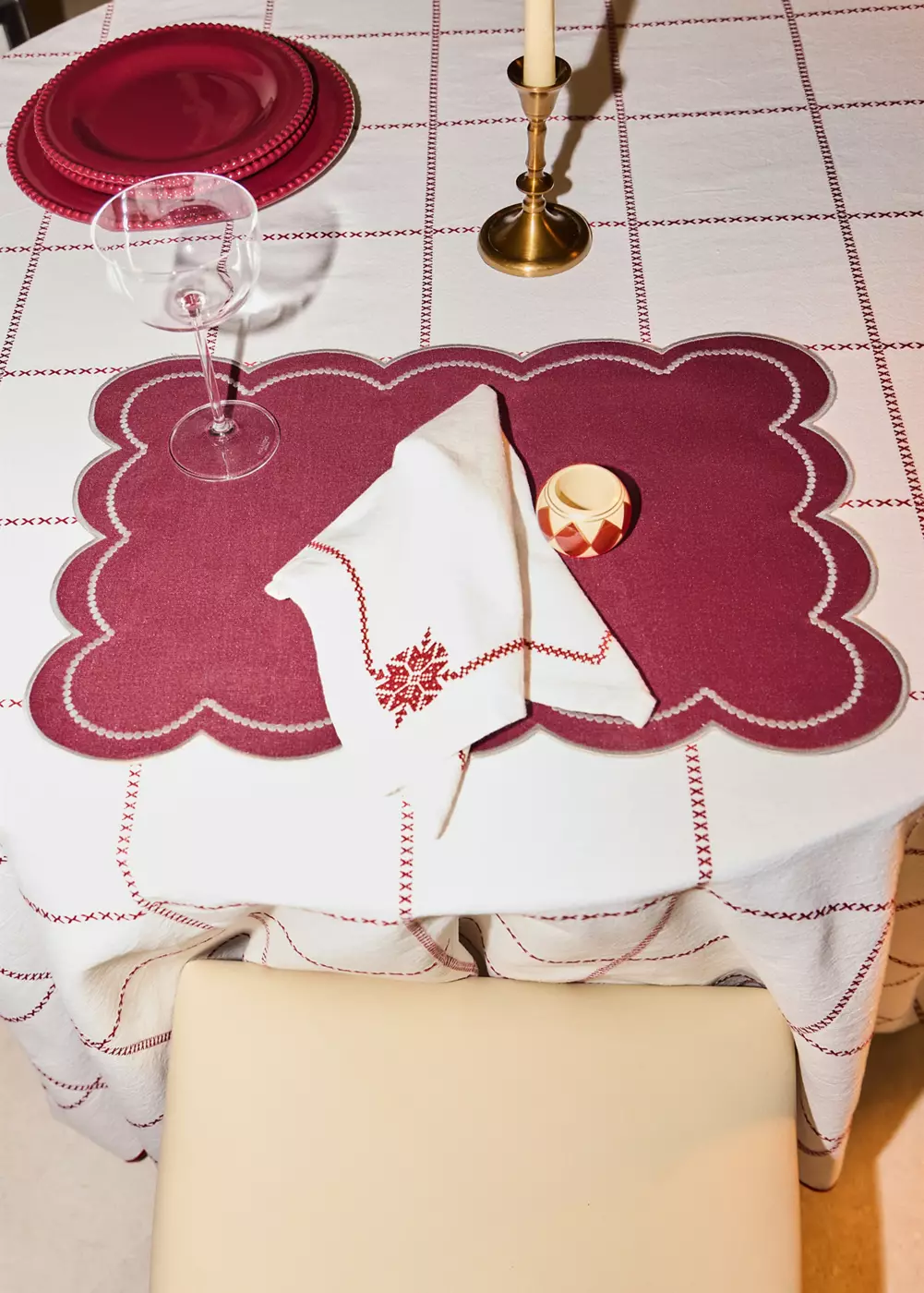 Set de table en lin avec liseré brodé, MANGO HOME