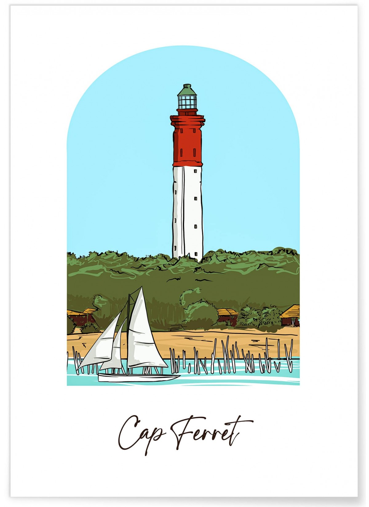 Affiche ville Minimaliste Cap Ferret, L'AFFICHERIE