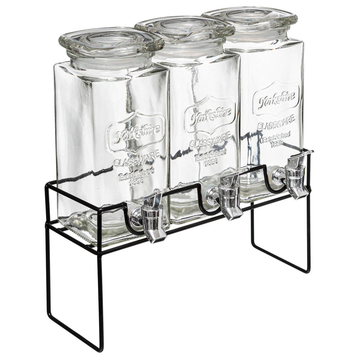 Lot de 3 distributeurs de boisson 1,5 L avec support MODERN WOOD, SECRET DE GOURMET