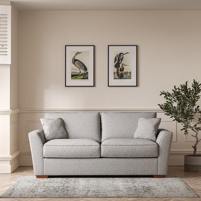 Florence Woven 3 Seater Sofa with Dark Brown Wood Legs SO'HOME