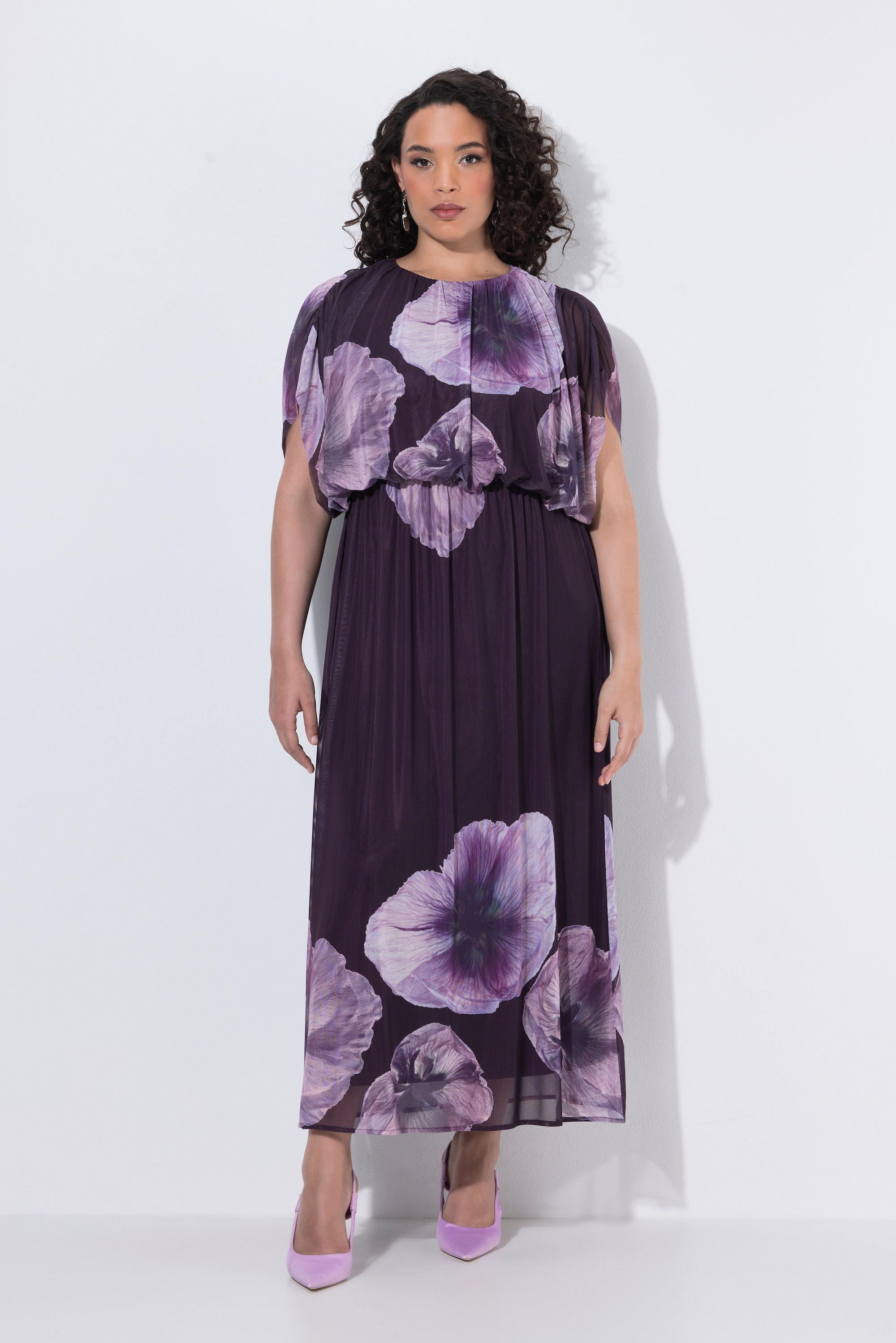 Robe maxi motif floral, décolleté rond, ULLA POPKEN