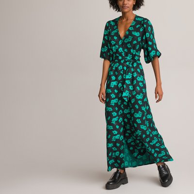 Floral Midaxi Dress with V-Neck and 3/4 Length Sleeves LA REDOUTE COLLECTIONS