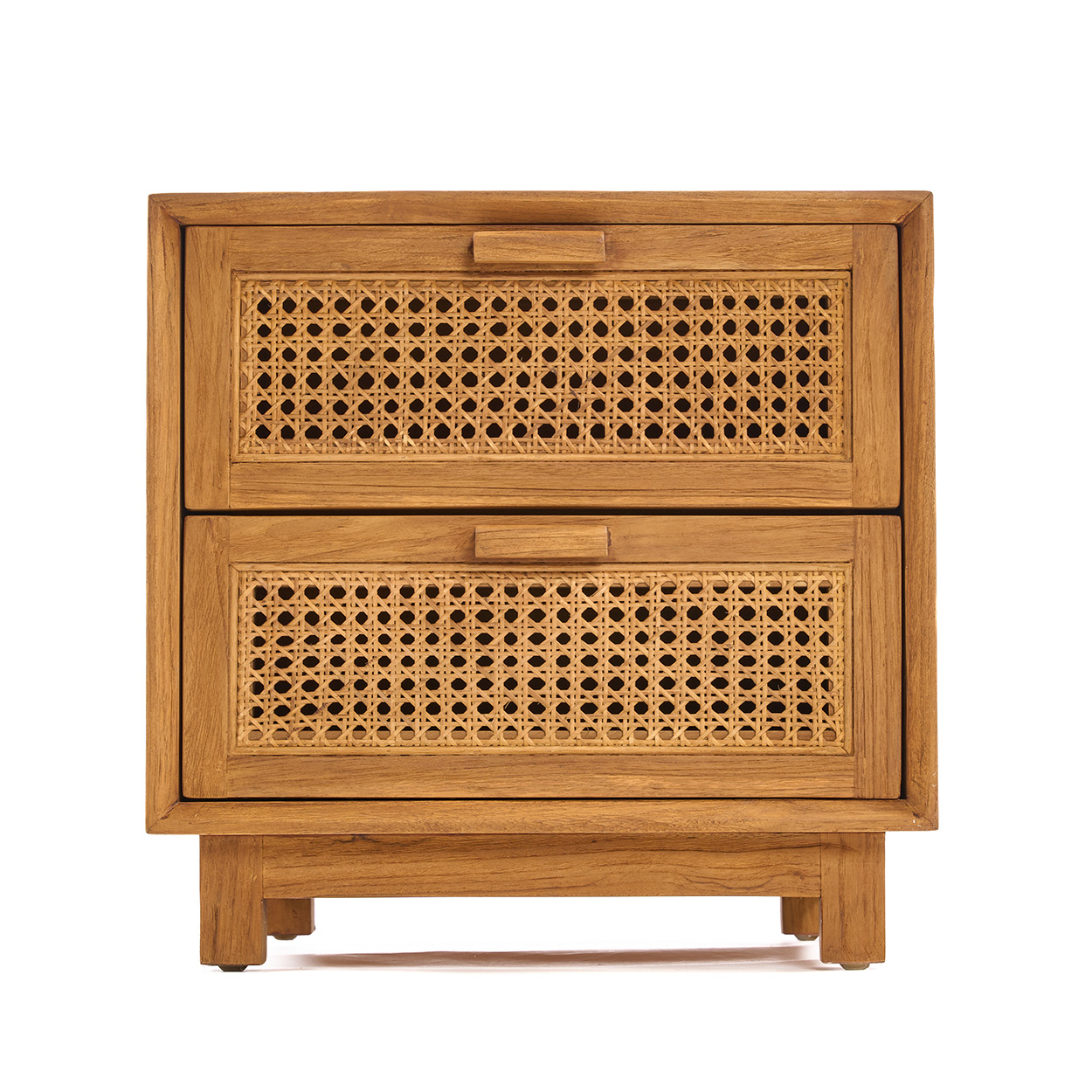 Table de chevet en teck et rotin HARMONY, BAZAR BIZAR
