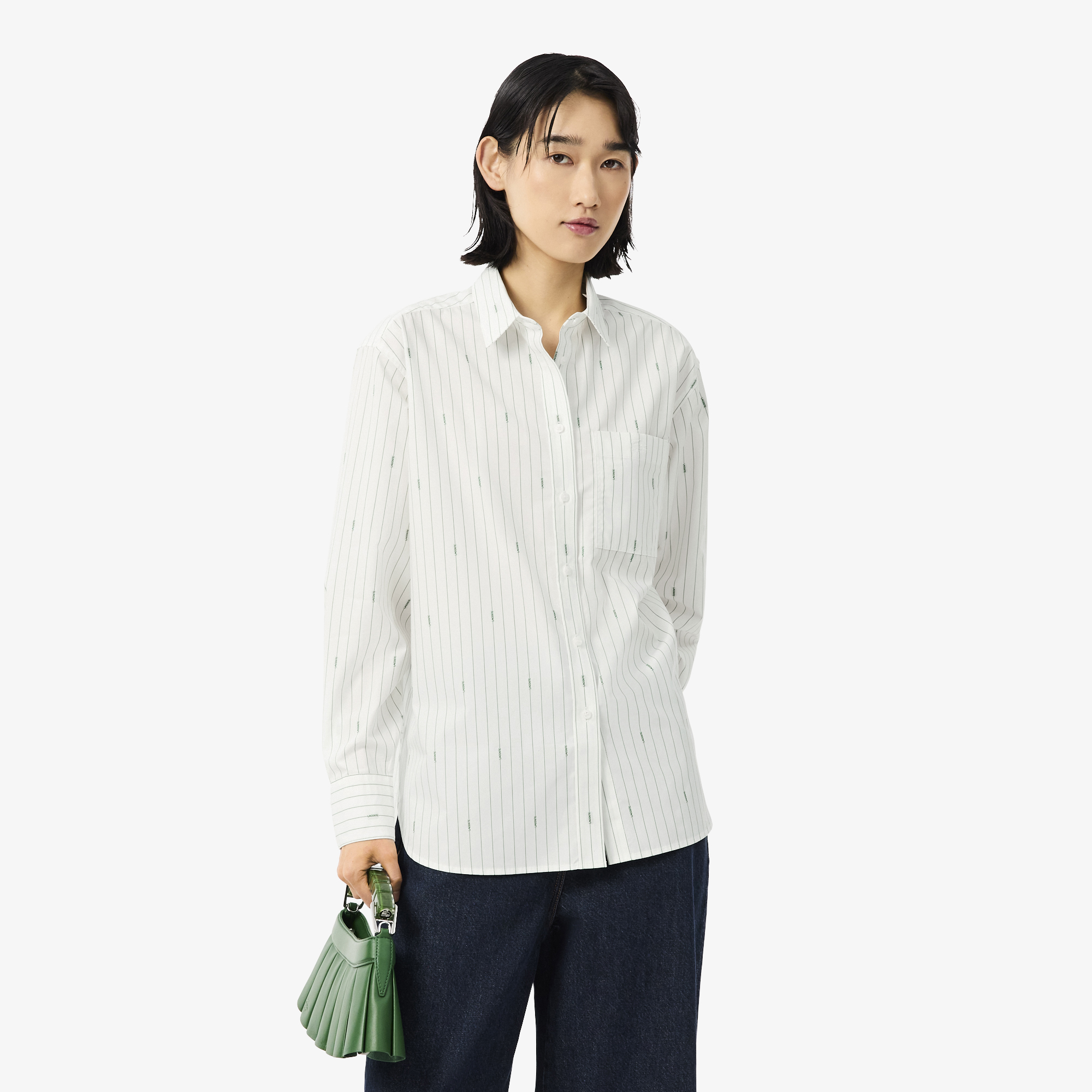 Chemise rayée jacquard oversize, LACOSTE