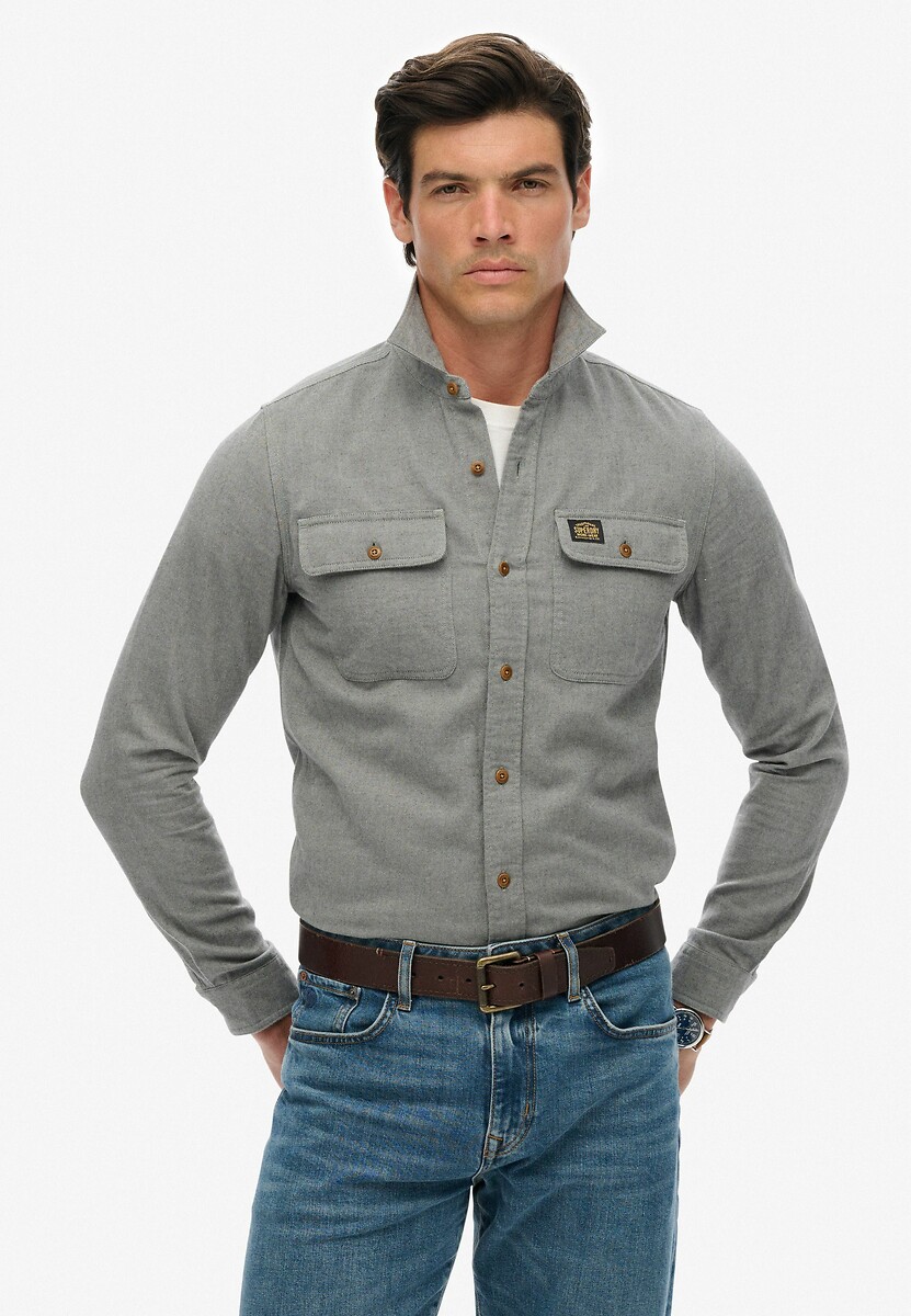 Plain Flannel Shirt, SUPERDRY