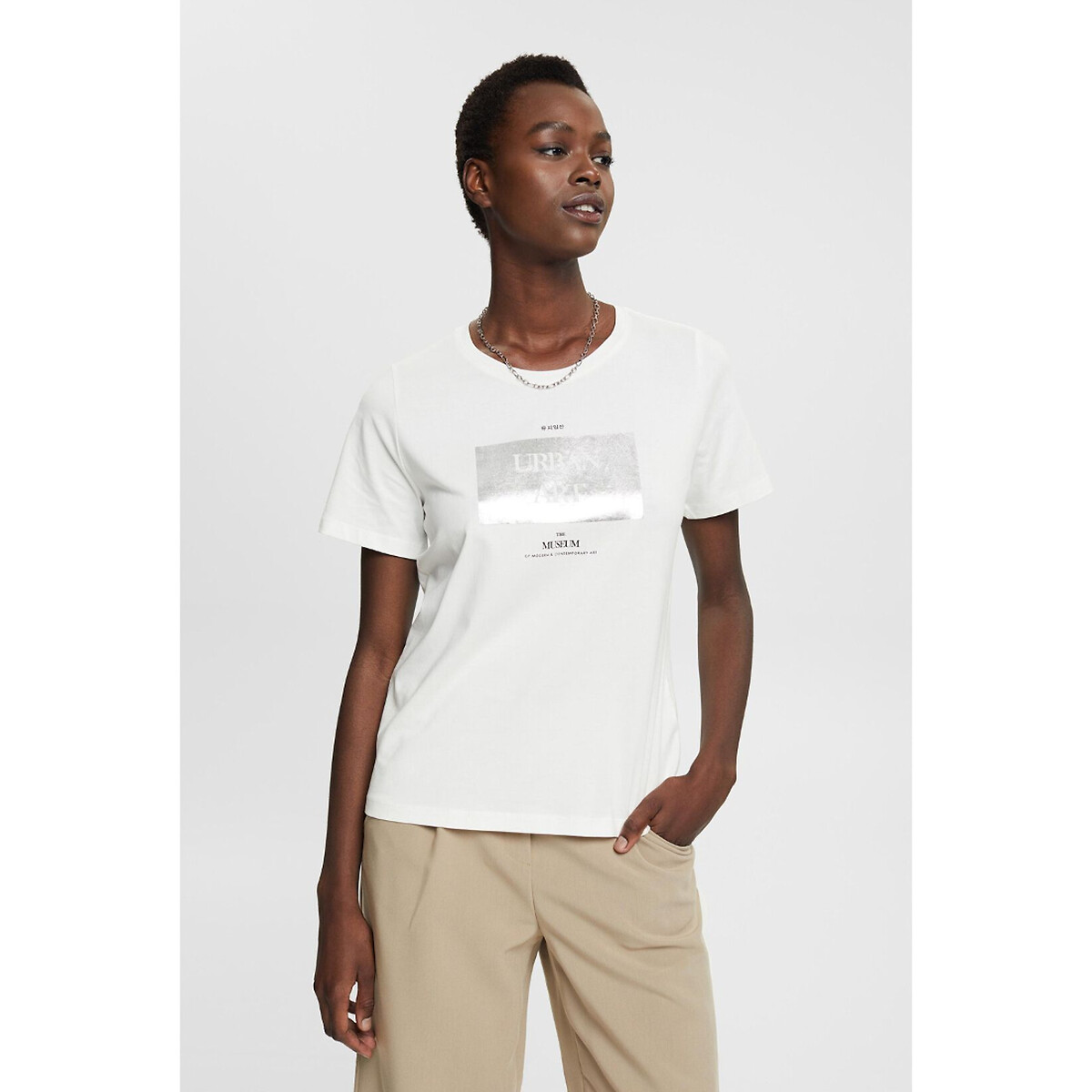 Esprit Shirt Met Lange Mouwen Met Print in het Wit Dames Kleding voor voor Kleding voor sport gym en workout voor Hoodys 