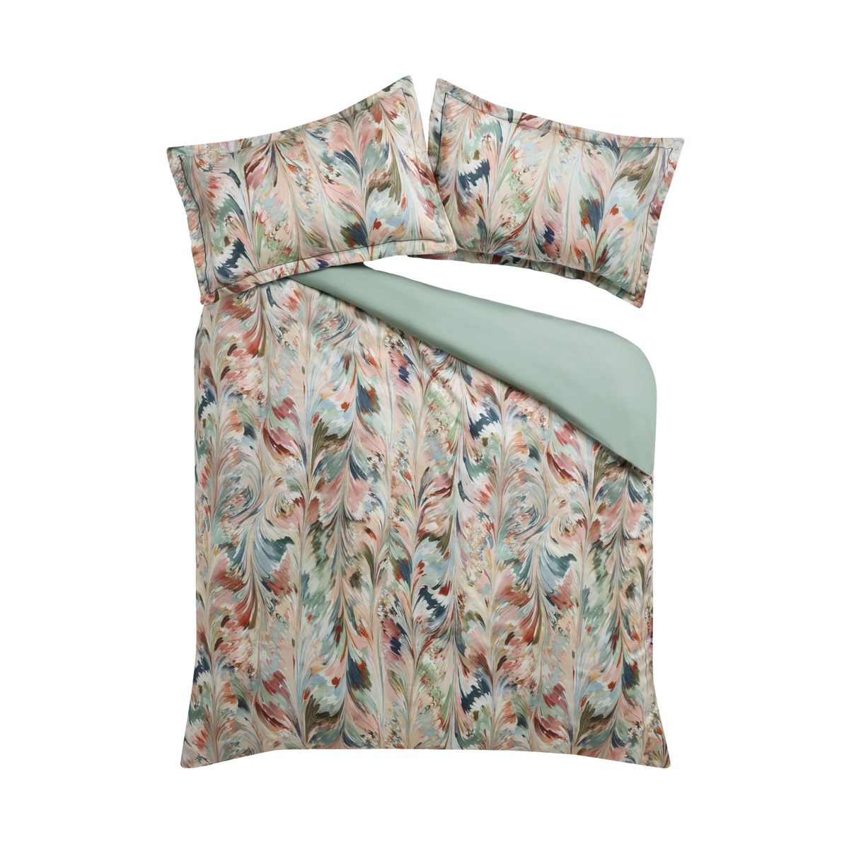 Housse de couette et taie 300 fils marbre, NEXT