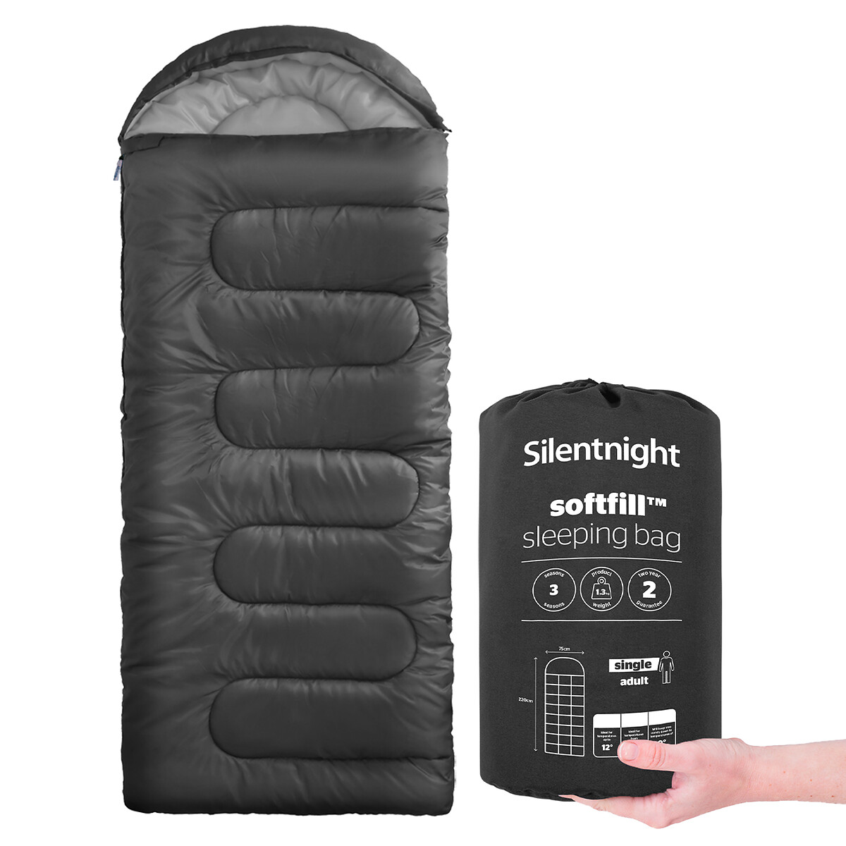 Reversible Softfill Single Sleeping Bag, SILENTNIGHT