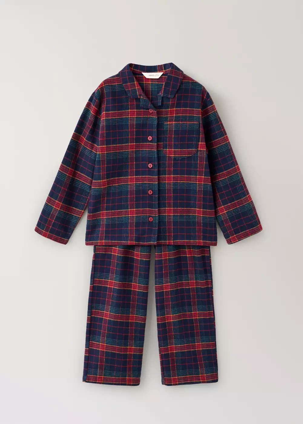 Pyjama complet en flanelle à carreaux, MANGO BABY