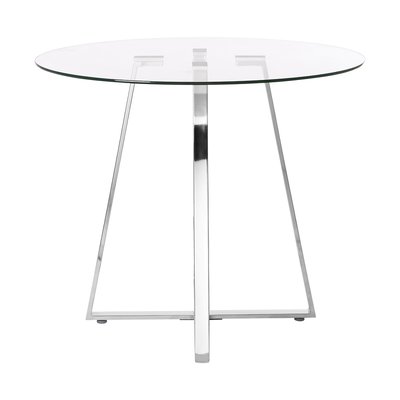 Round Dining Table with Glass Top and Chrome Leg (Seats 4) SO'HOME