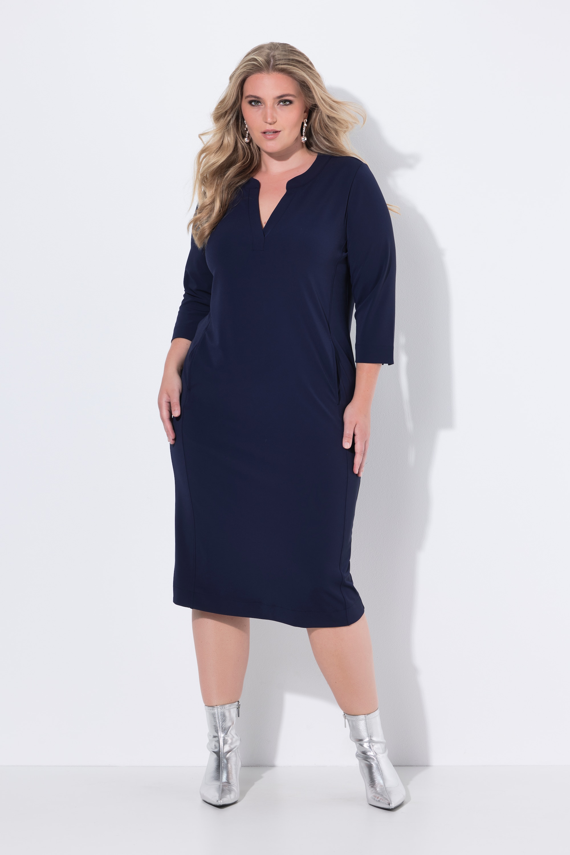 Robe à col tunisien et manches 3/4, poches, ULLA POPKEN