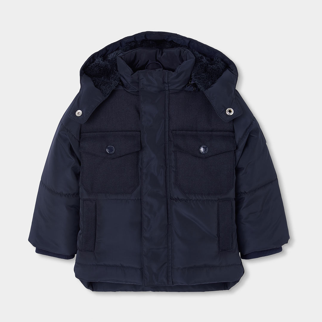 Parka garçon en tissu technique à capuche, BOBOLI