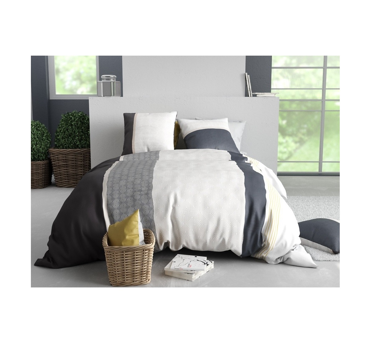 Housse couette + taie Bande stratus, EDEN
