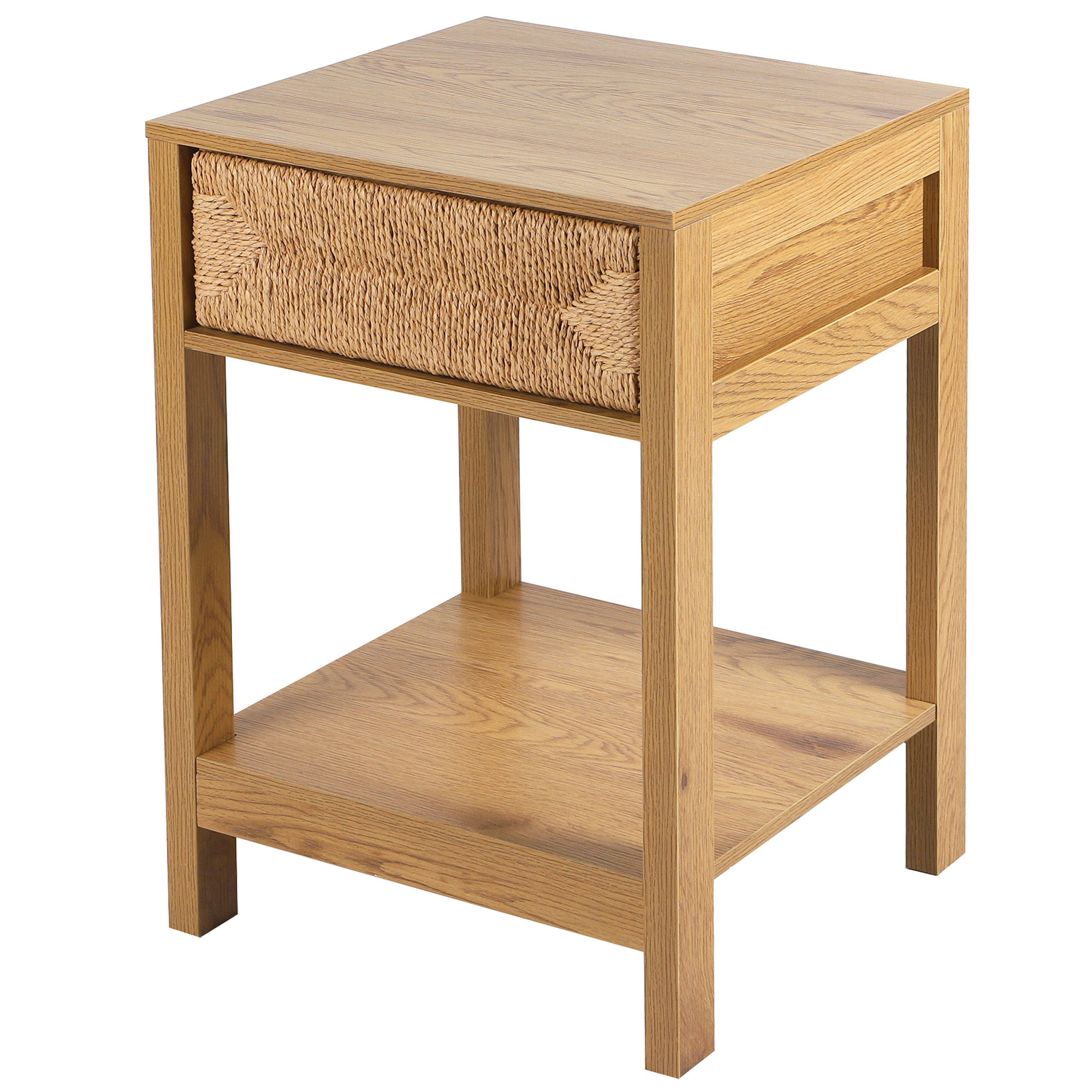 Table de chevet bois 1 tiroir jute 40x40x58cm, WADIGA