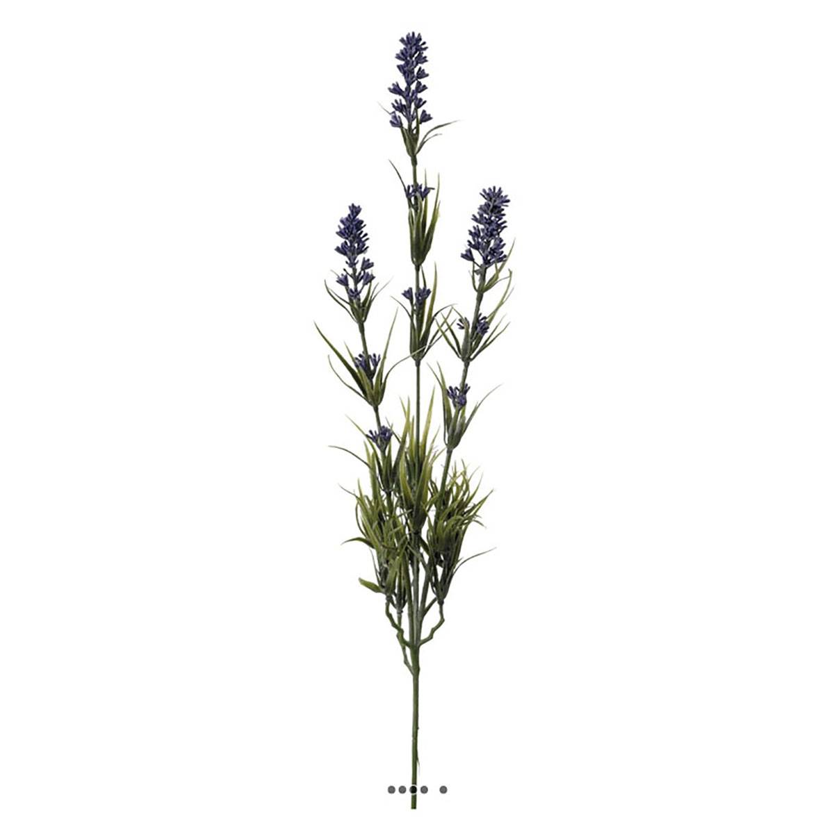 Lavande artificielle en piquet H 62 cm 3 tête, ARTIFICIELLES