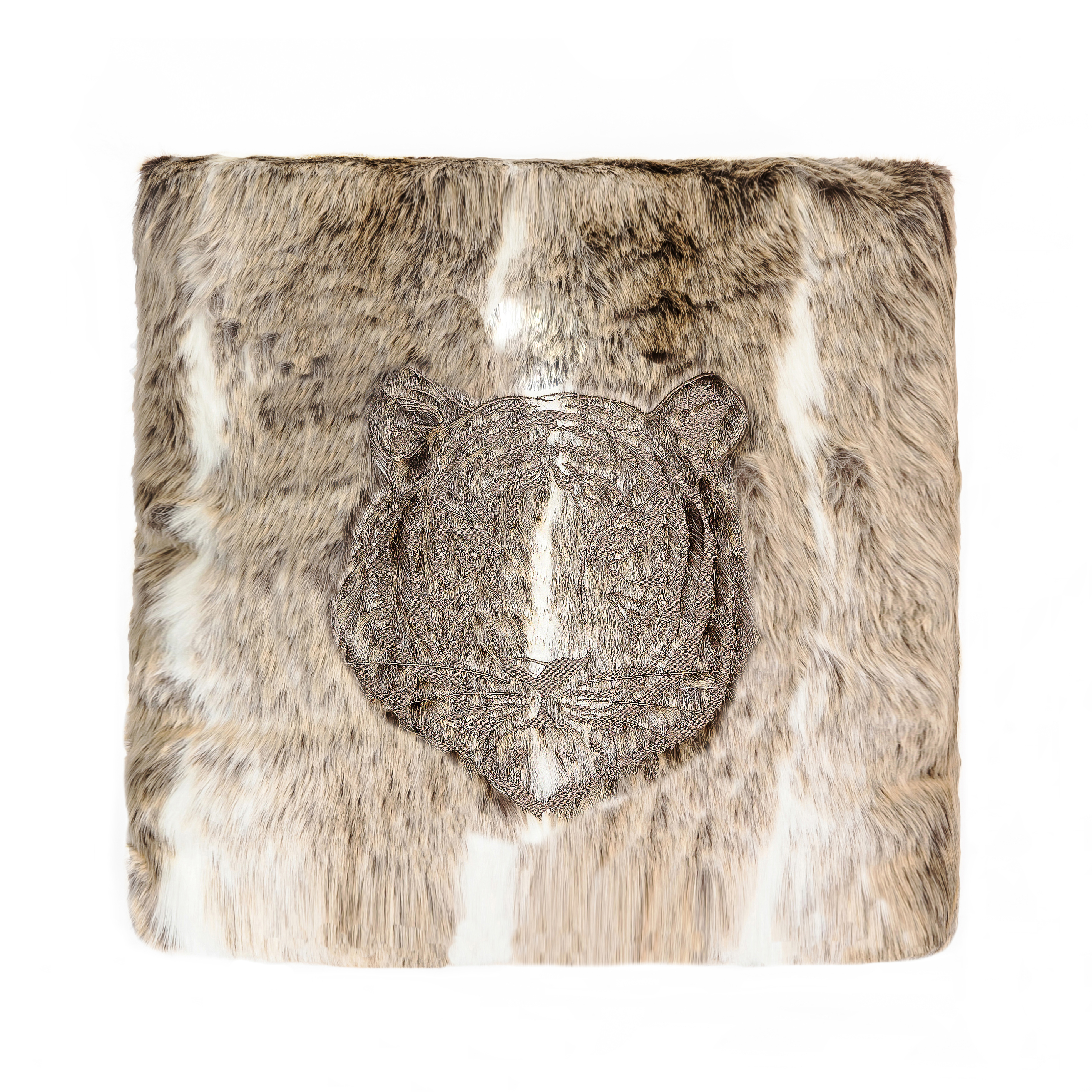 Coussin brodé imitation fourrure, MX HOME