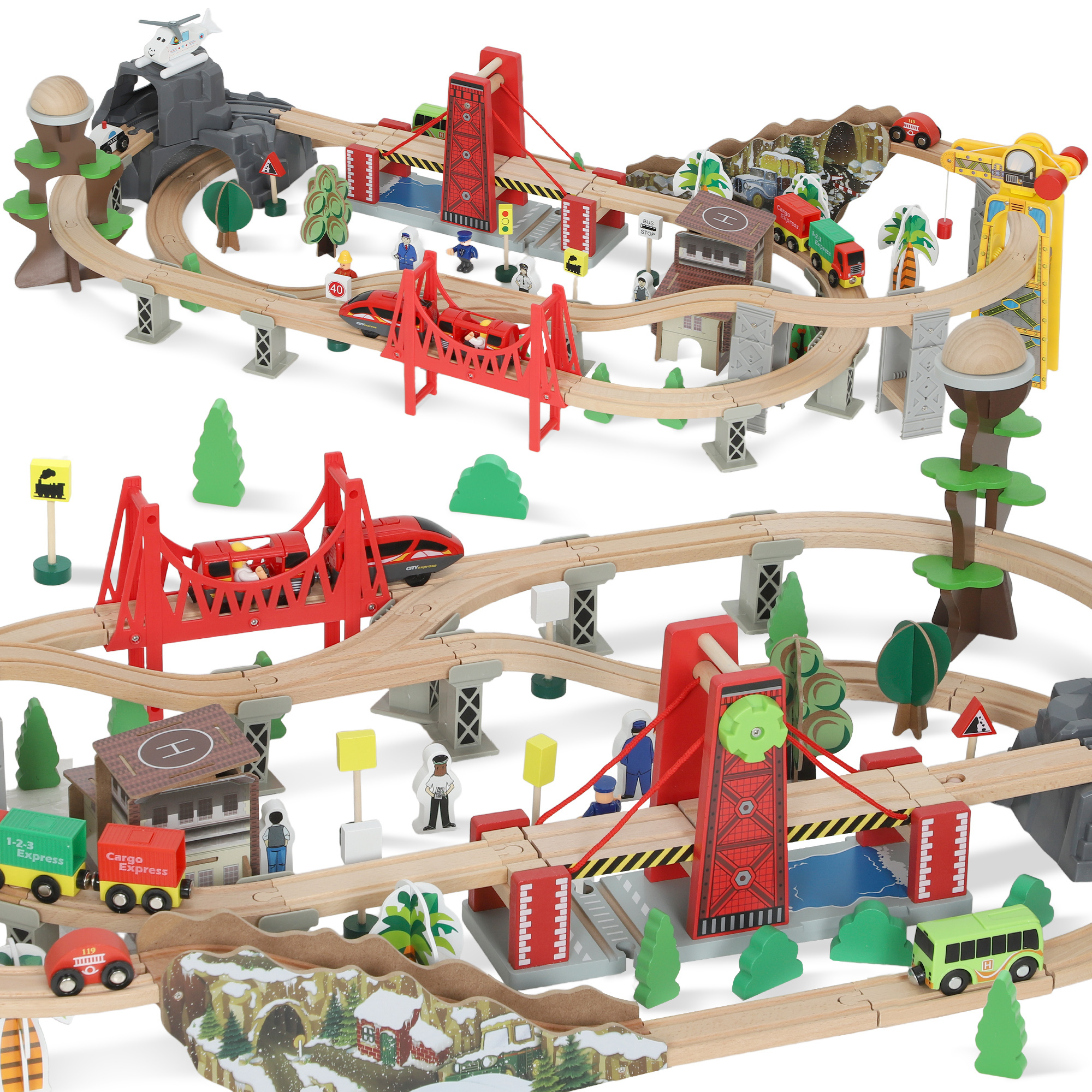 Circuit de train miniature Bois Multicolore, AIYAPLAY