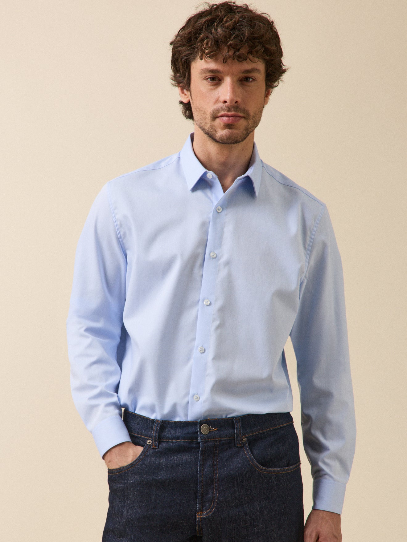 Chemise twill uni  coupe contemporaine, CYRILLUS