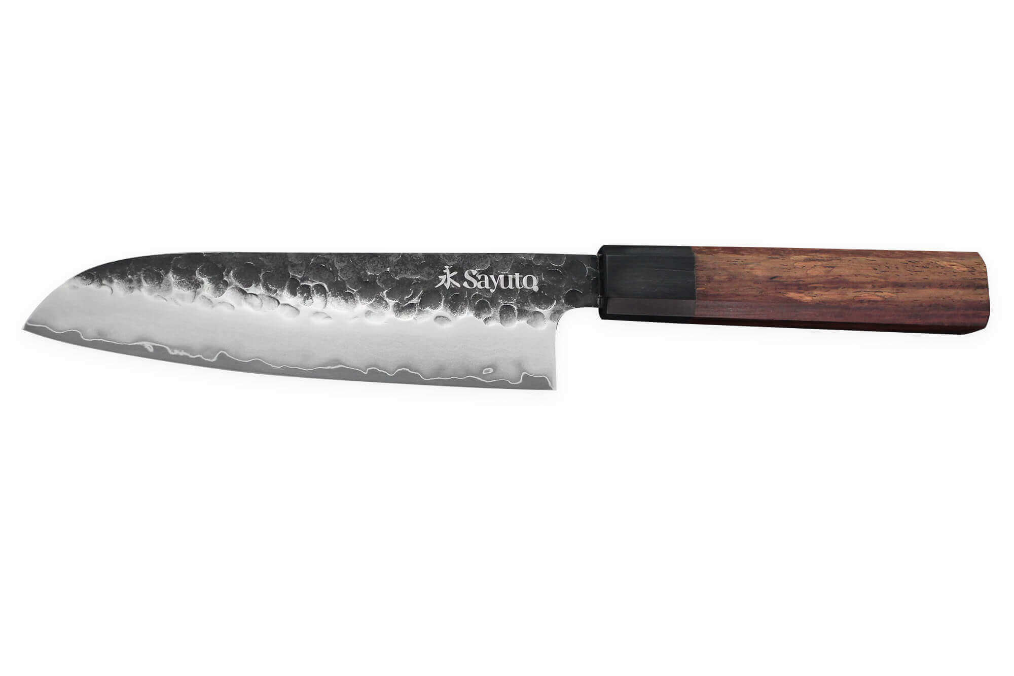 Couteau Sequoia San Mai modèle santoku 18cm brute de forge, SAYUTO