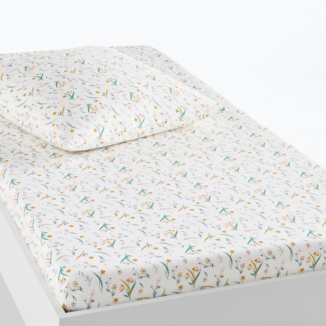 Miria Organic Cotton Fitted Sheet, floral print, LA REDOUTE INTERIEURS
