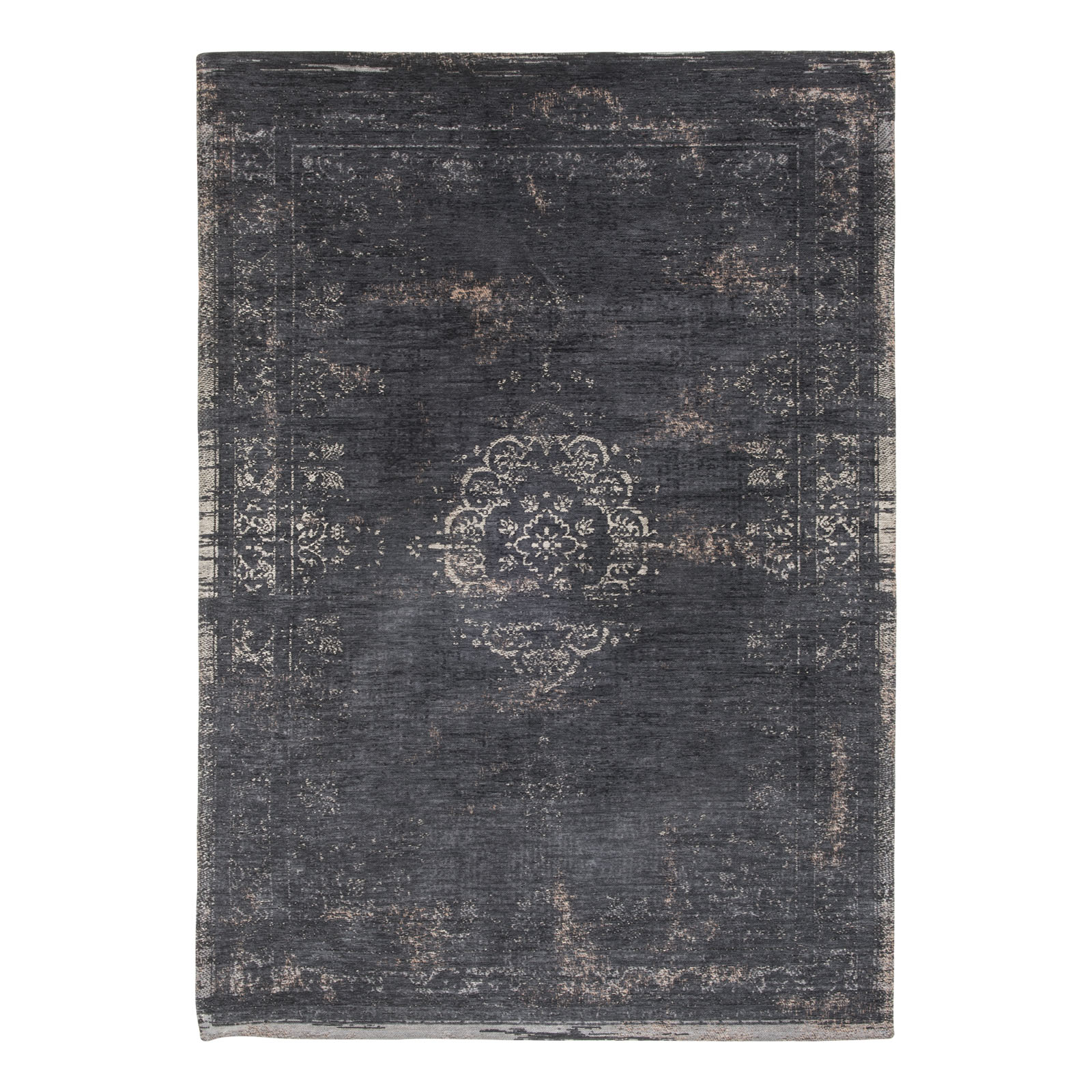 Tapis noir tissé plat médaillon vintage CRYSTAL, NOVATREND