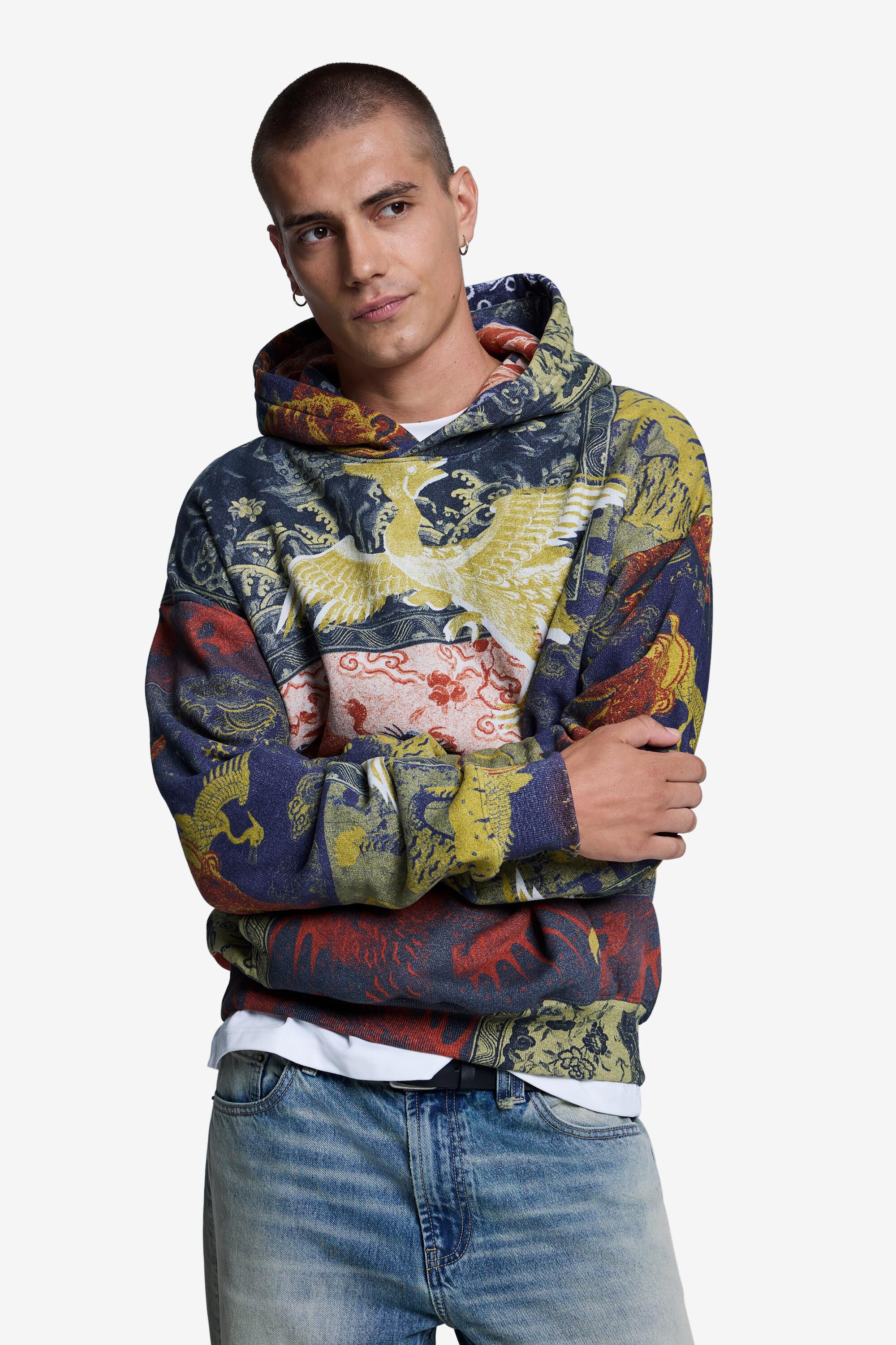 Sweat à capuche imprimé, DESIGUAL