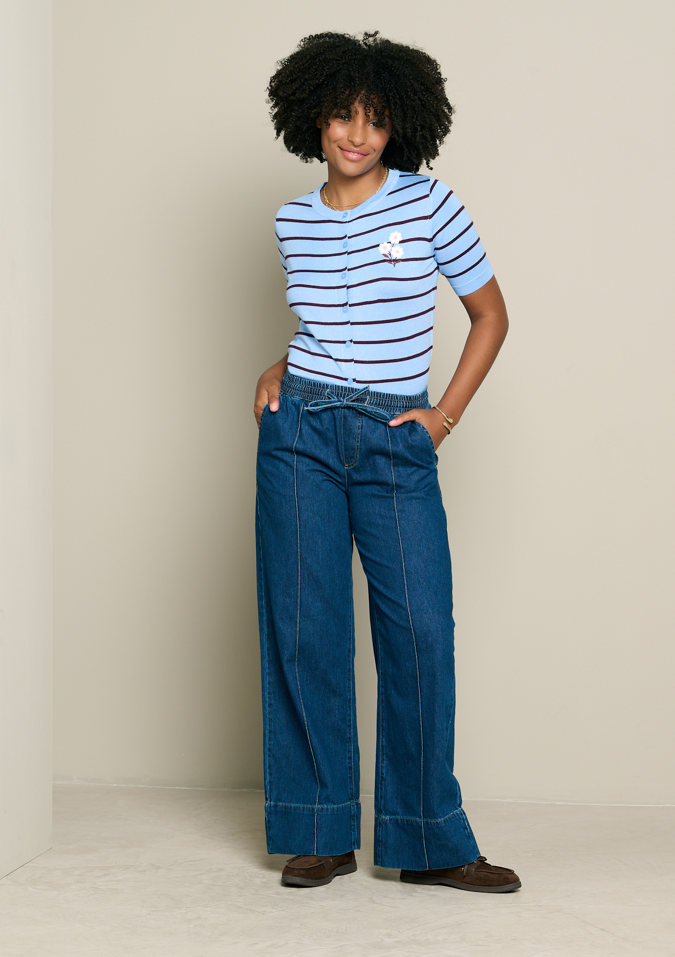 Jean large taille élastiquée, LOLALIZA