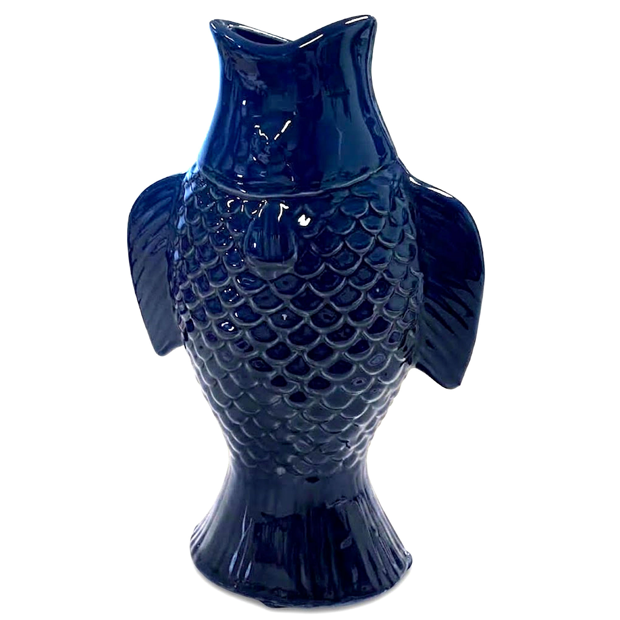 Vase poisson en céramique bleu 19x9.5x26cm, WADIGA