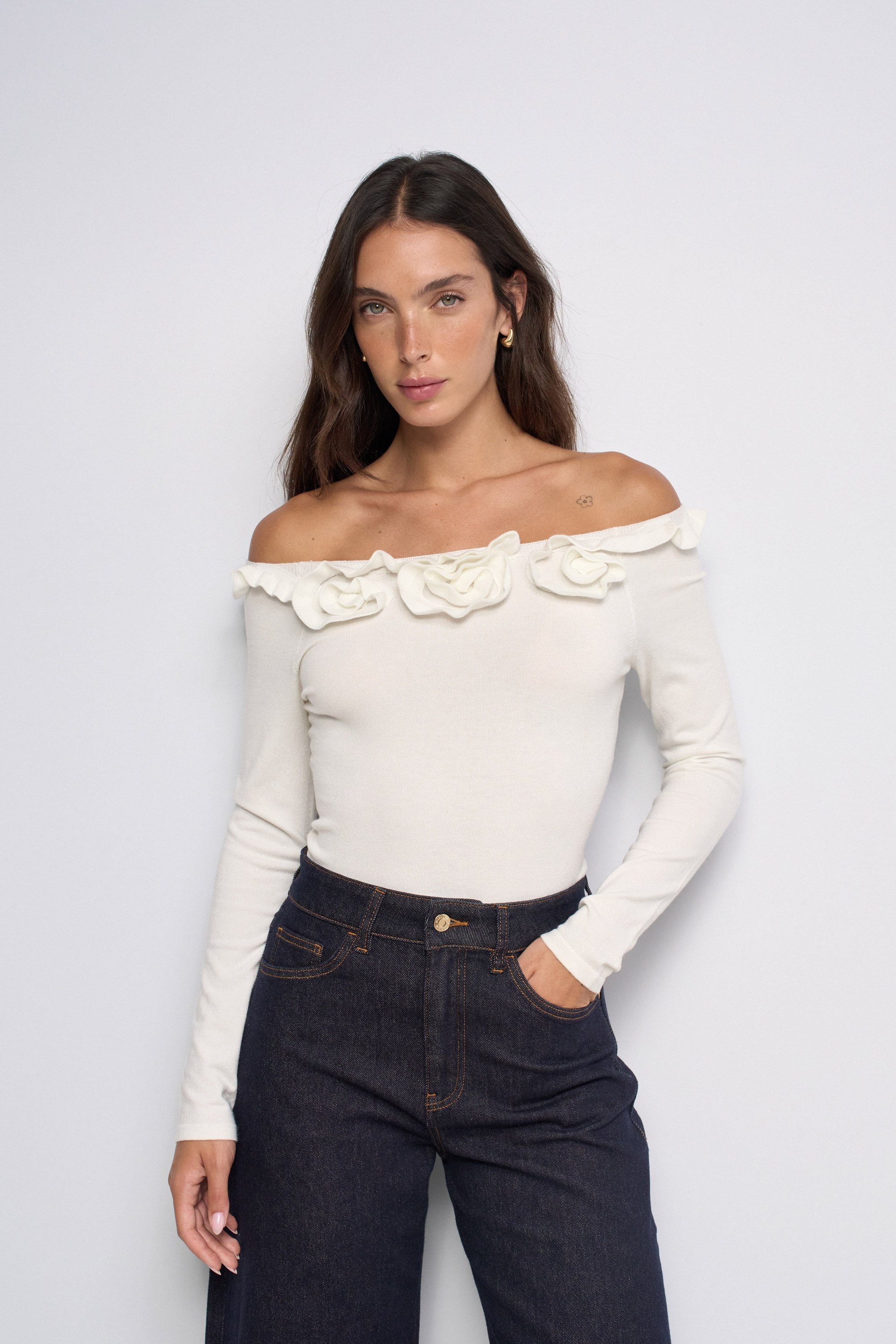 PULL À APPLIQUES FLORALES 3D, SALSA JEANS