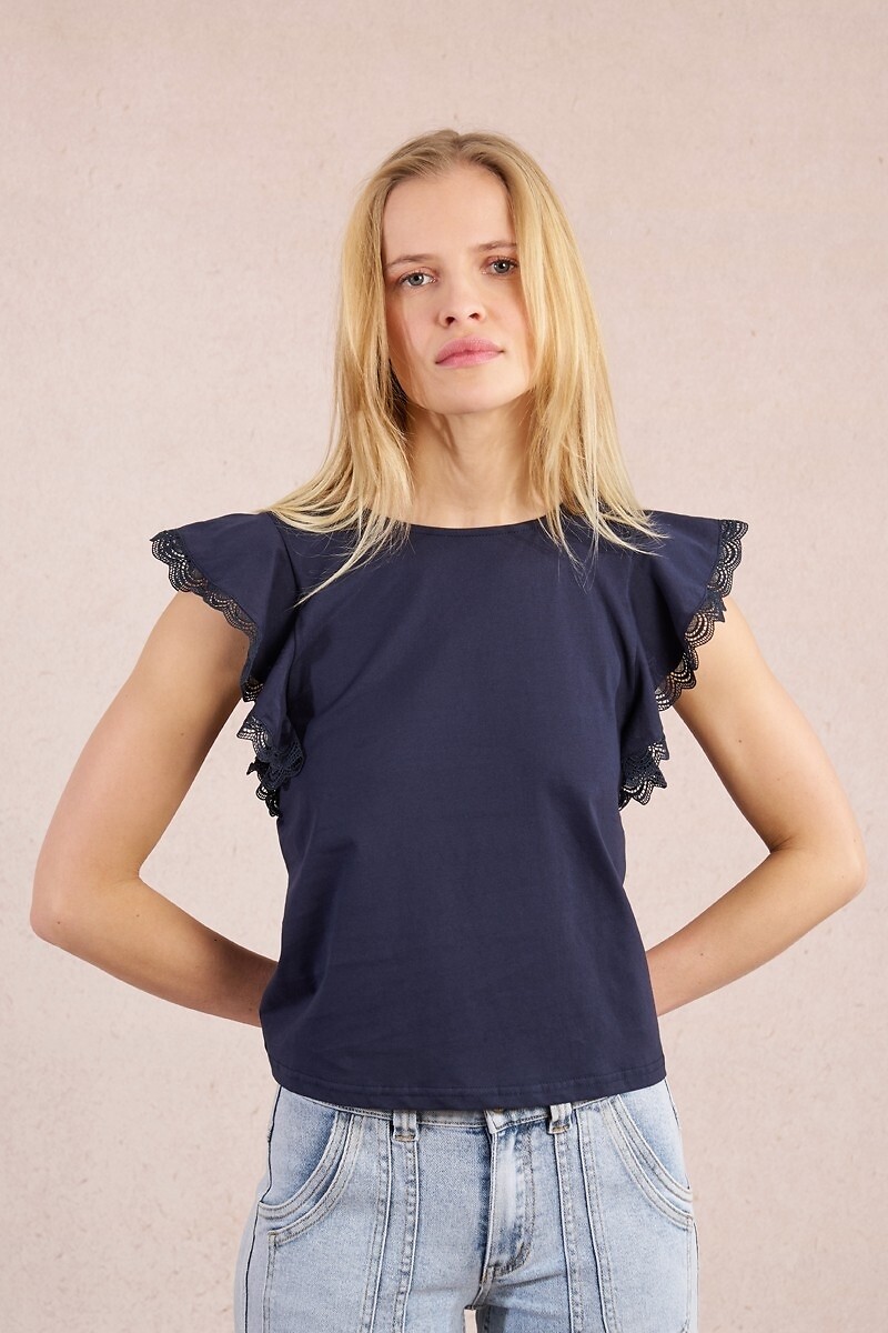 Crew Neck T-Shirt with Short Sleeves, MOLLY BRACKEN