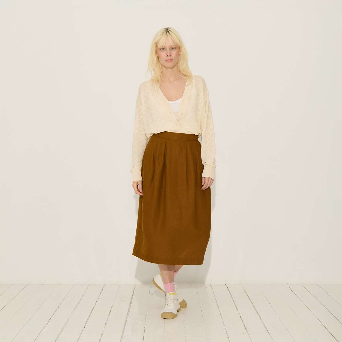 Jupe midi en lin POPPY, BENSIMON