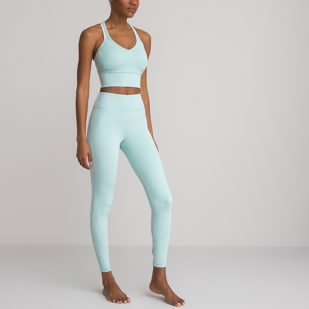 High waist yoga leggings aqua green La 