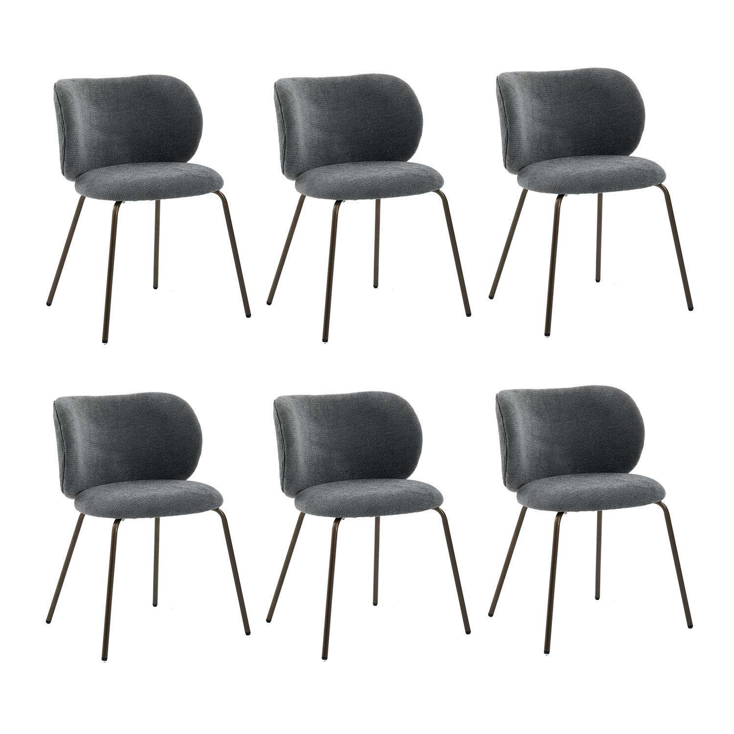 Lot de 6 chaises de salle à manger modernes en chenille tissu, KAROMIC, MEUBLES COSY