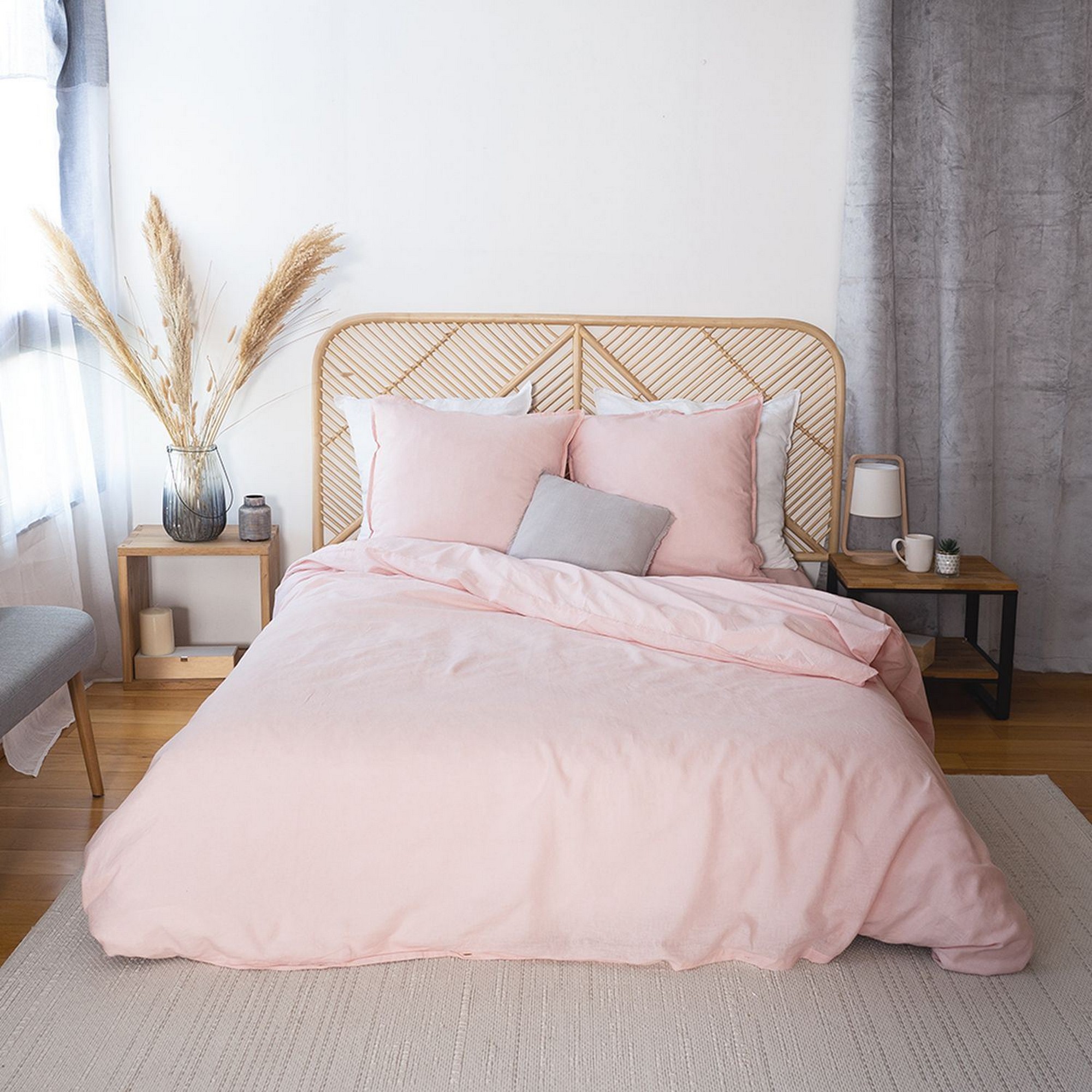 Parure de lit - housse de couette avec taies en coton, EDEN