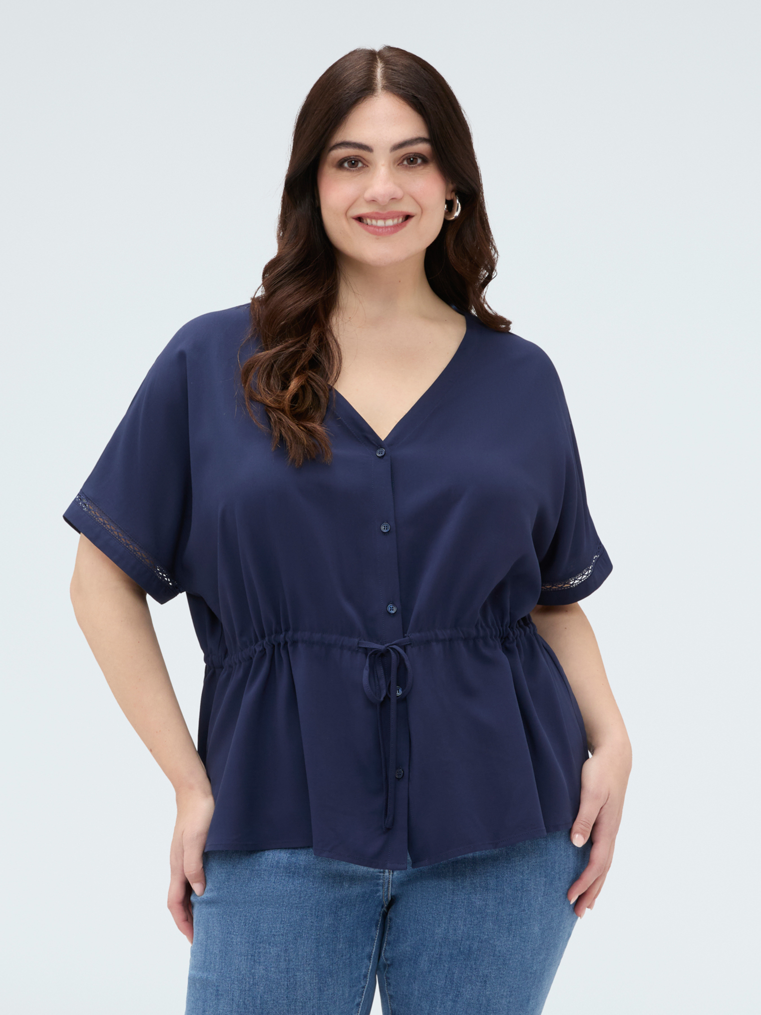 Blouse avec cordon de serrage à la taille, FIORELLA RUBINO