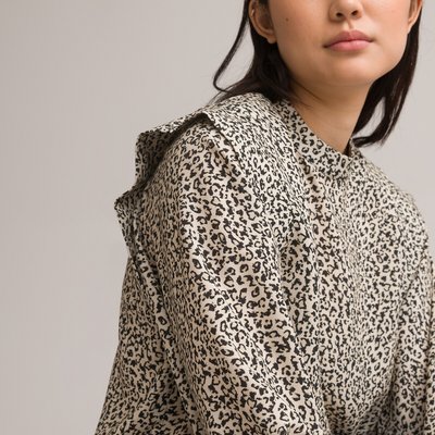 Блузка с воротником-стойкой и леопардовым принтом LA REDOUTE COLLECTIONS