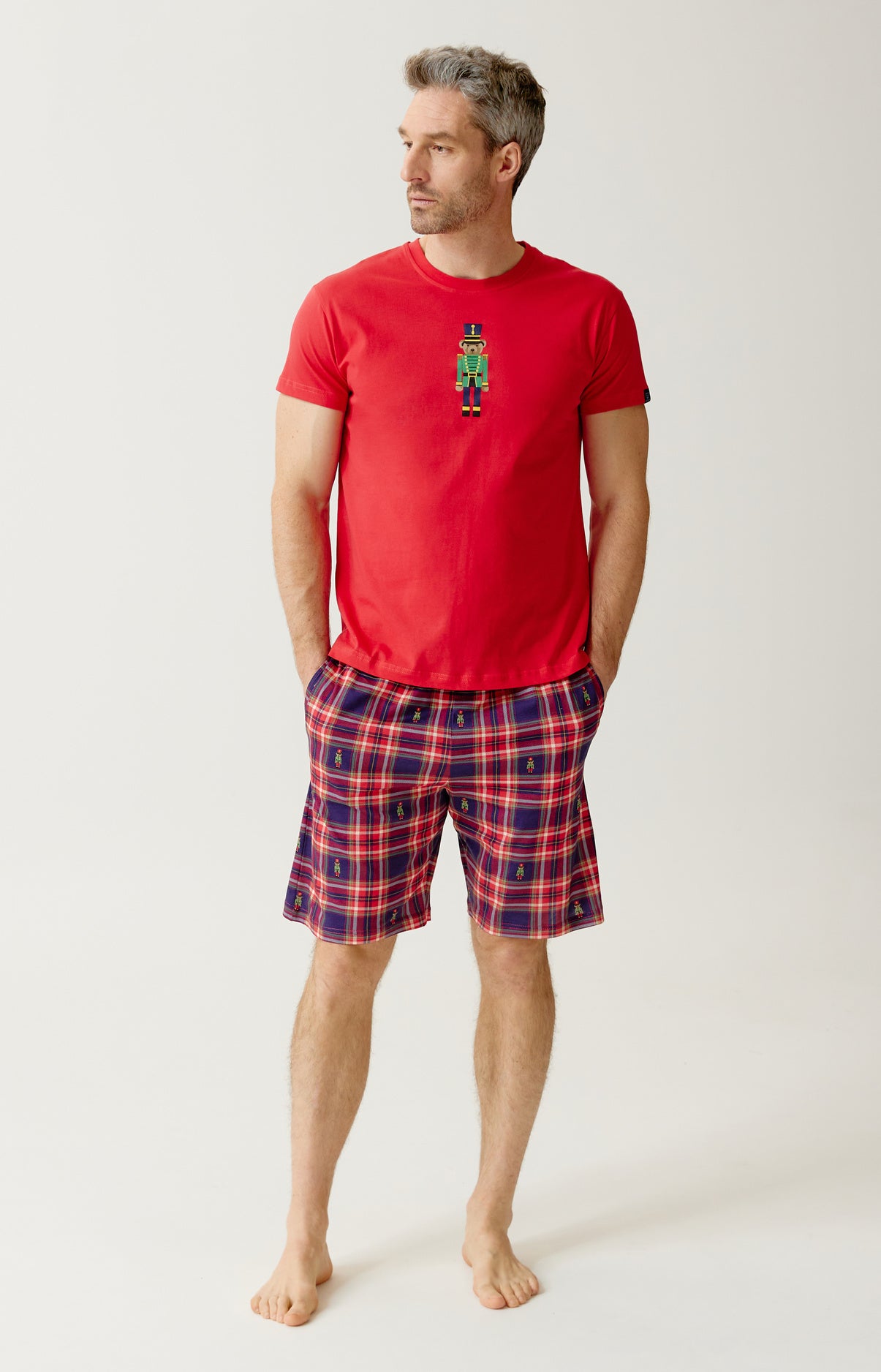 Pyjashort en jersey de coton léger à carreaux Léon, ARTHUR