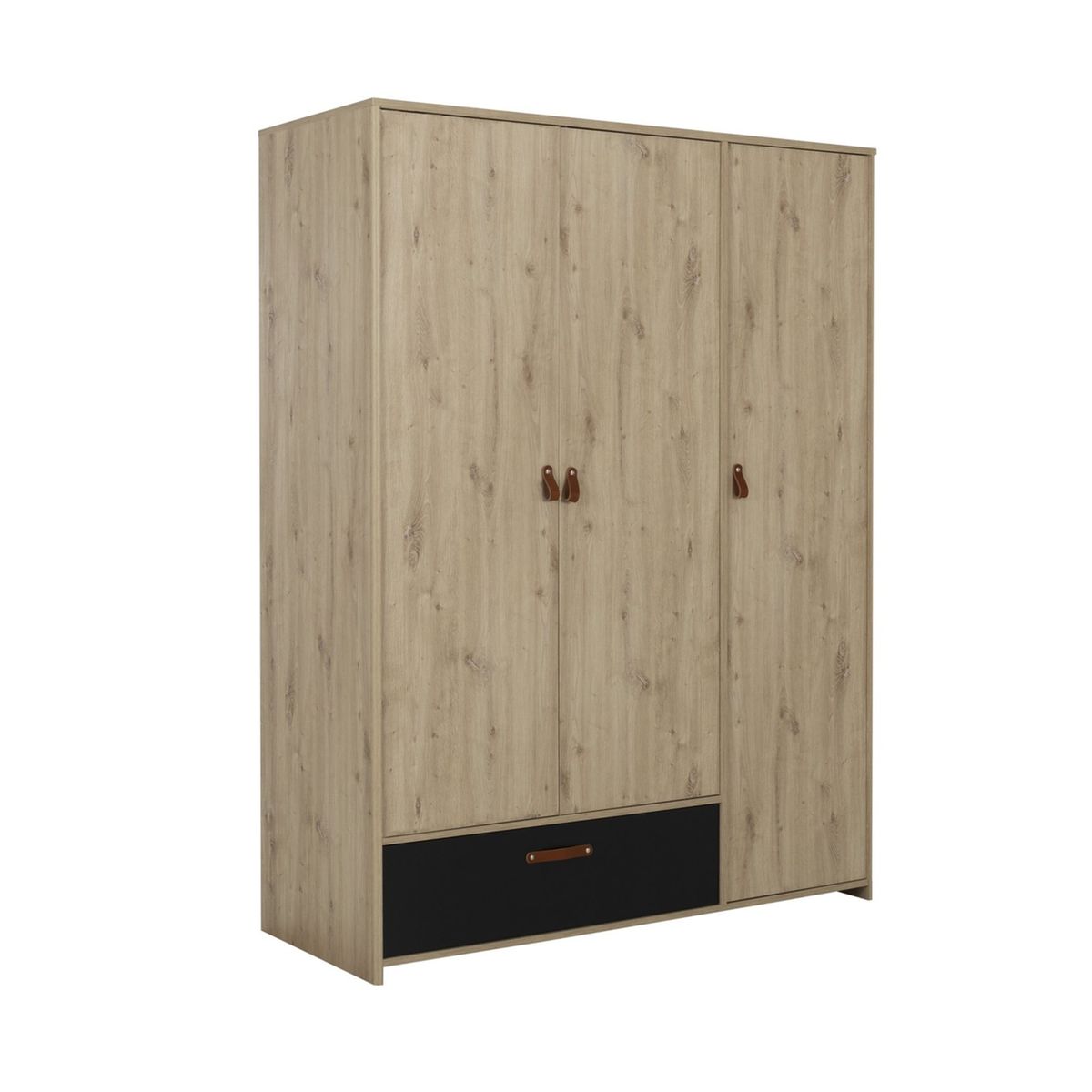 armoire 3 portes 1 tiroir style industriel couleur chene artisan - fabrication francaise