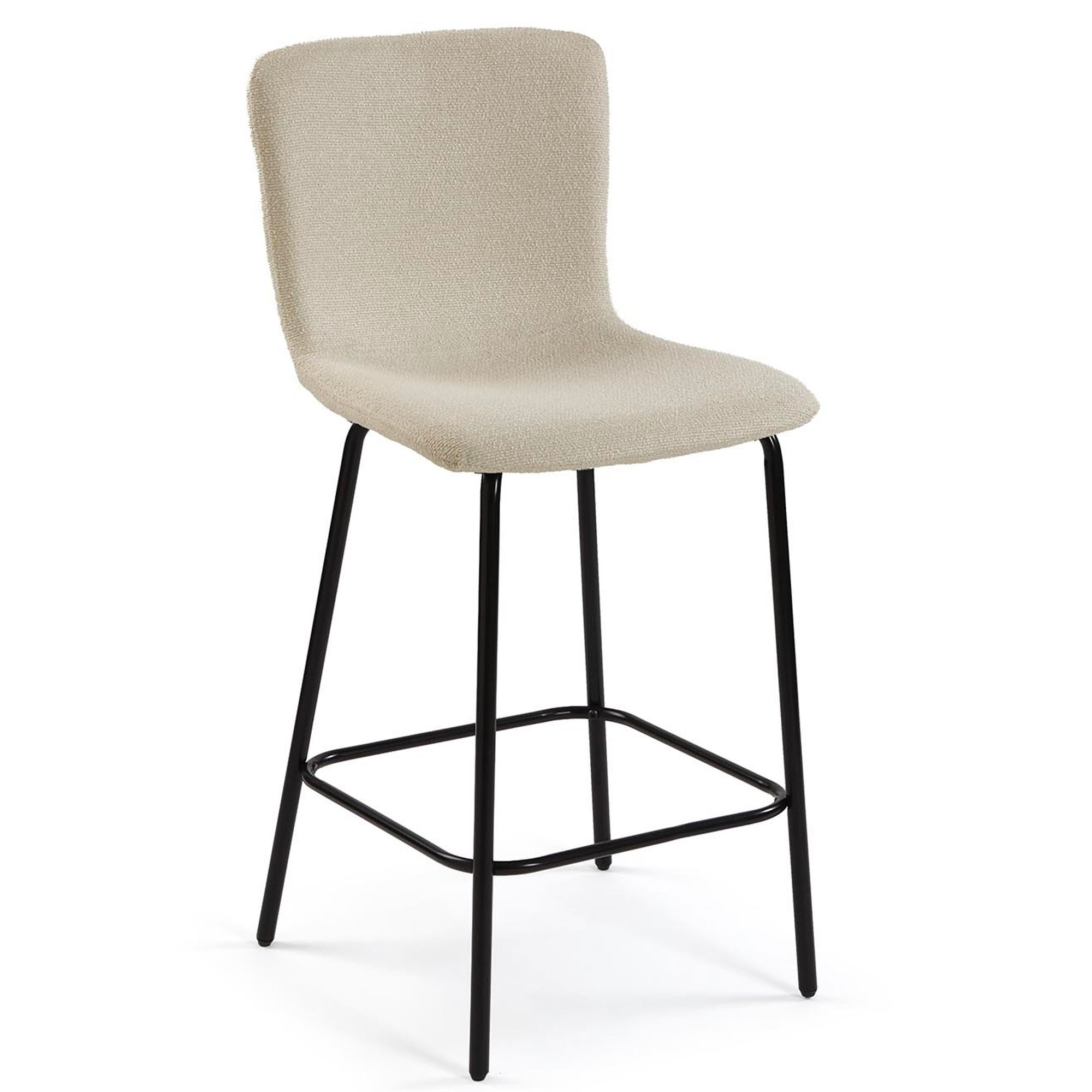 Tabouret de bar métal noir et assise tissu beige 51x44.5x93.5cm, WADIGA