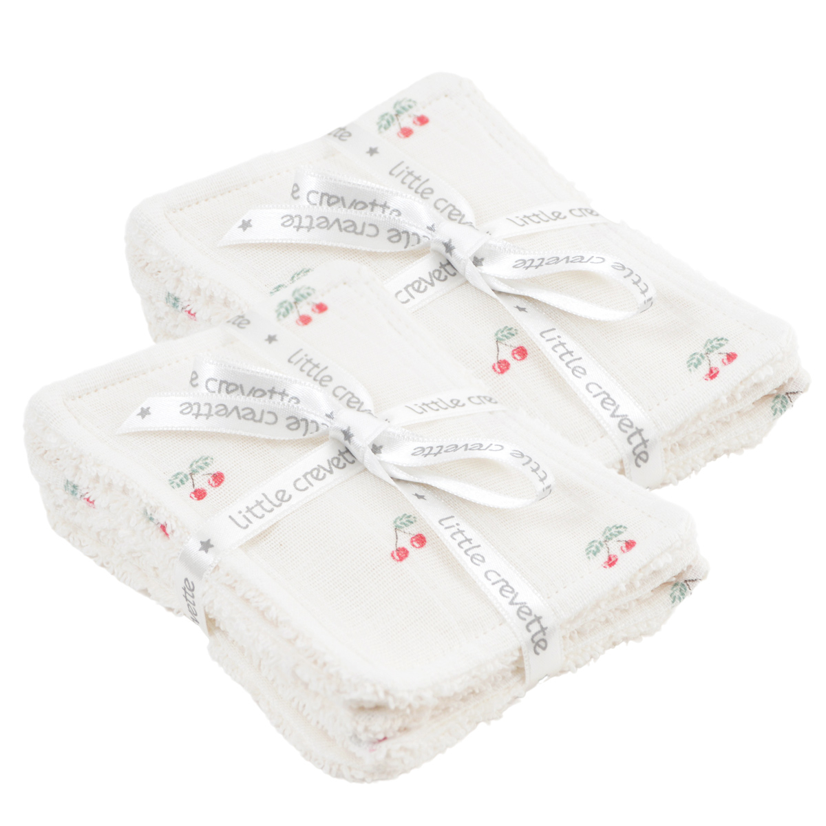 Lot de 12 lingettes lavables coton bio CERISE, LITTLE CREVETTE