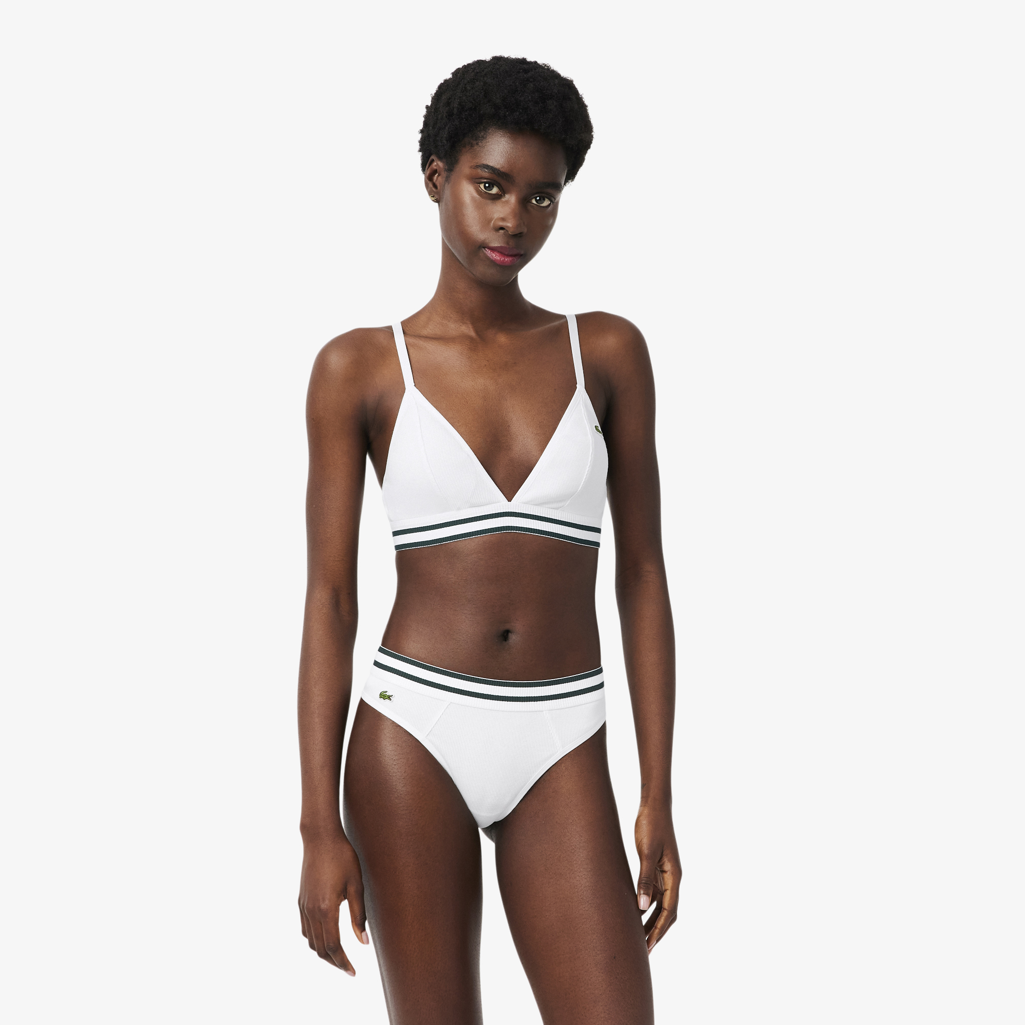 Brassière triangle coton côtelé, LACOSTE