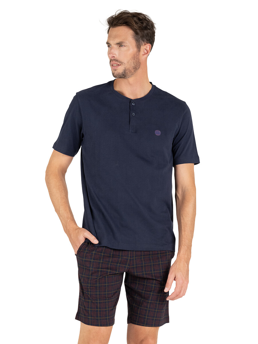 Pyjama short carreaux col tunisien, EMINENCE