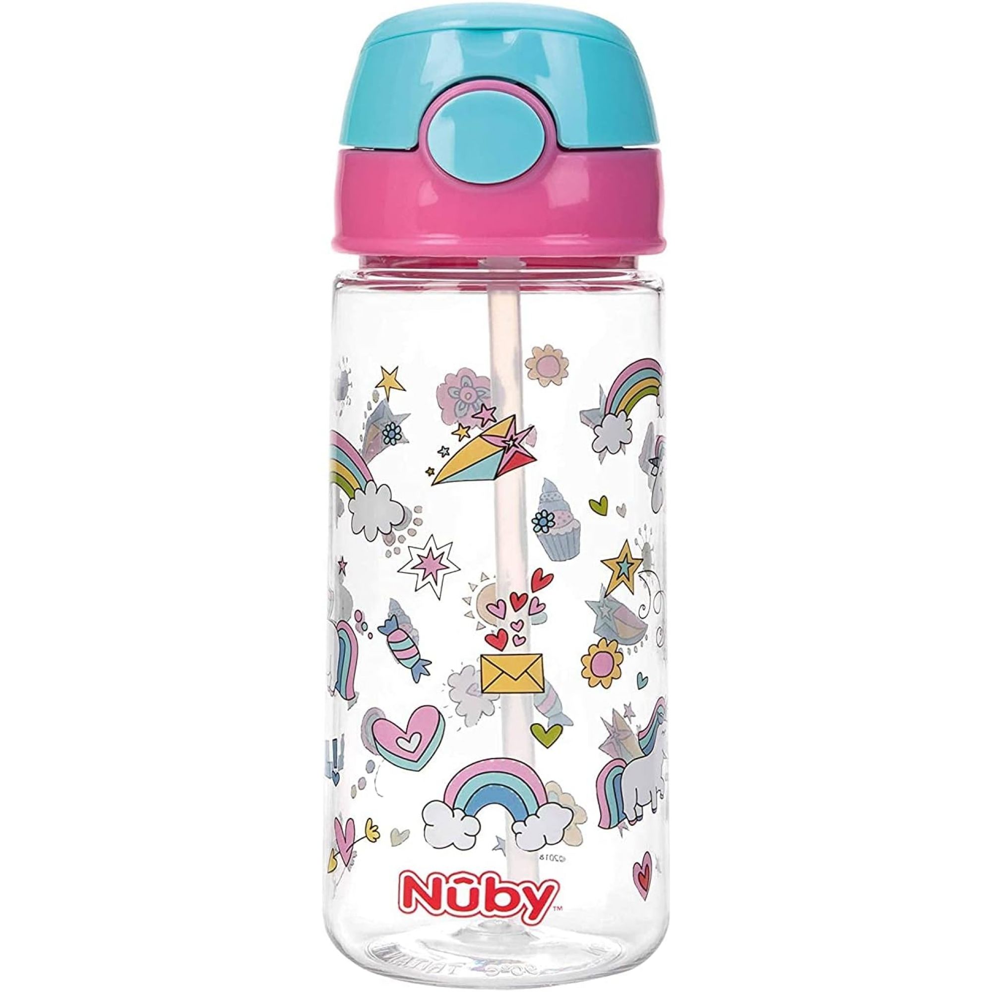 Gobelet paille souple et bouton 540ml, NUBY