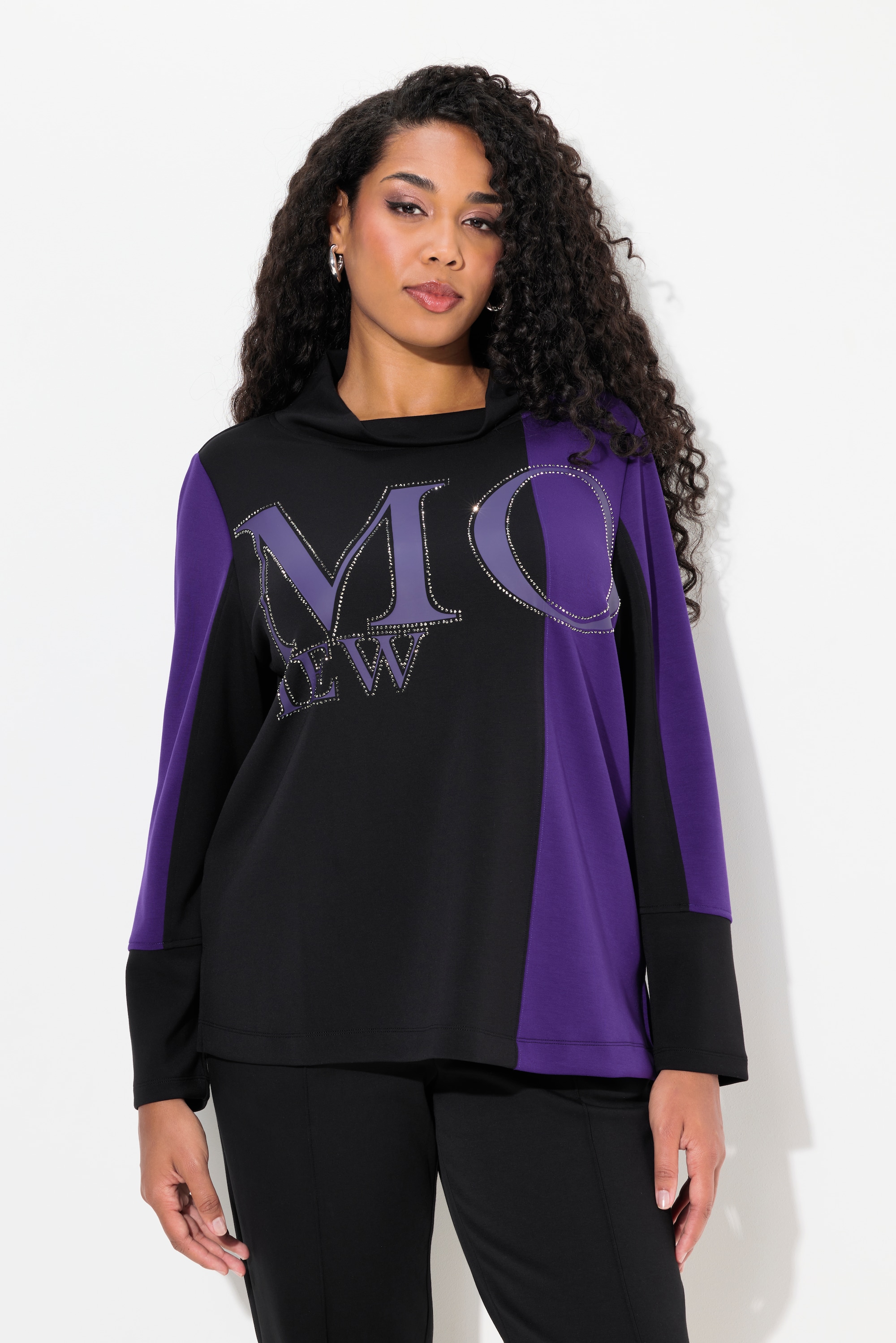Sweat-shirt à lettrage en strass, ULLA POPKEN