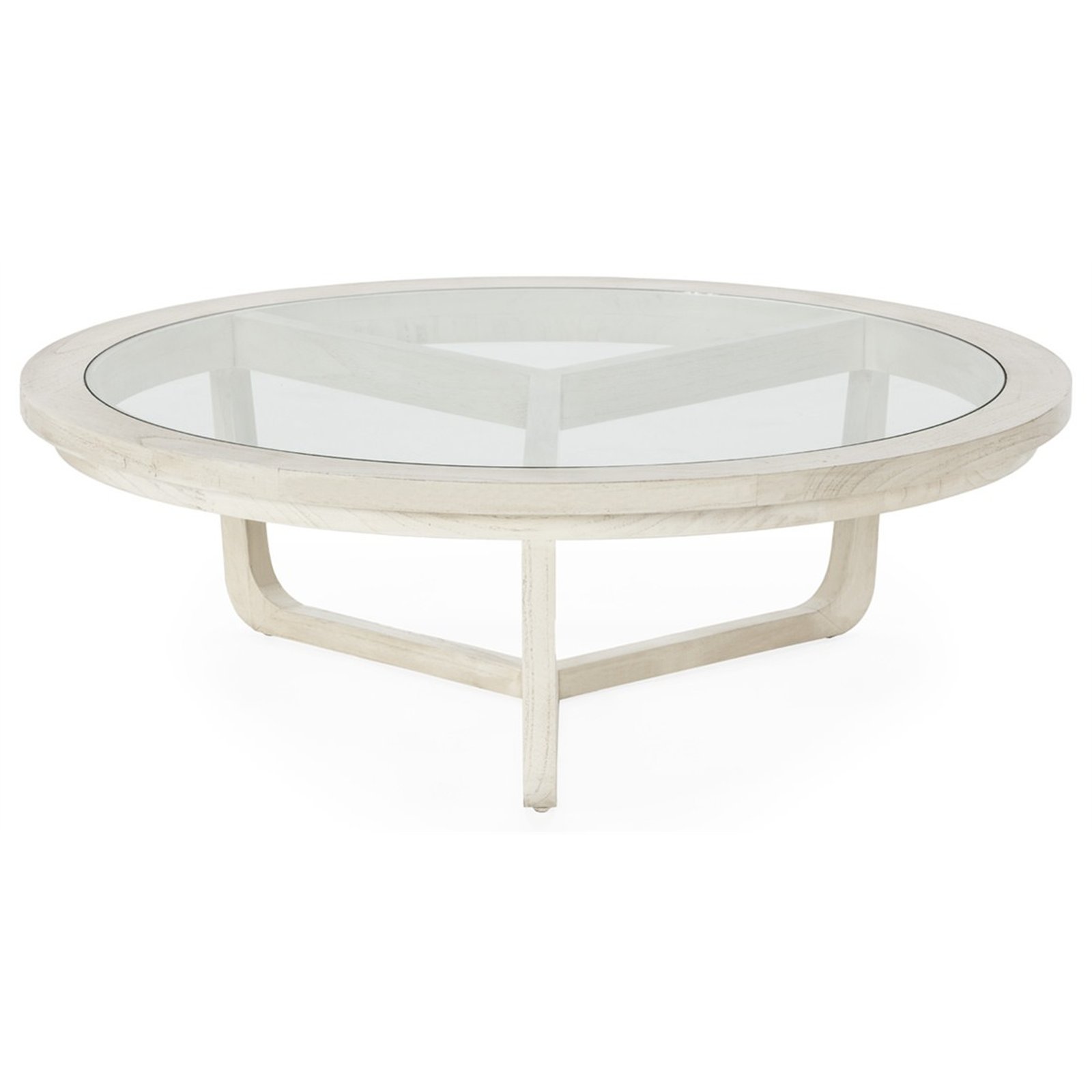 Table basse ronde en cèdre et verre, RECOLLECTION