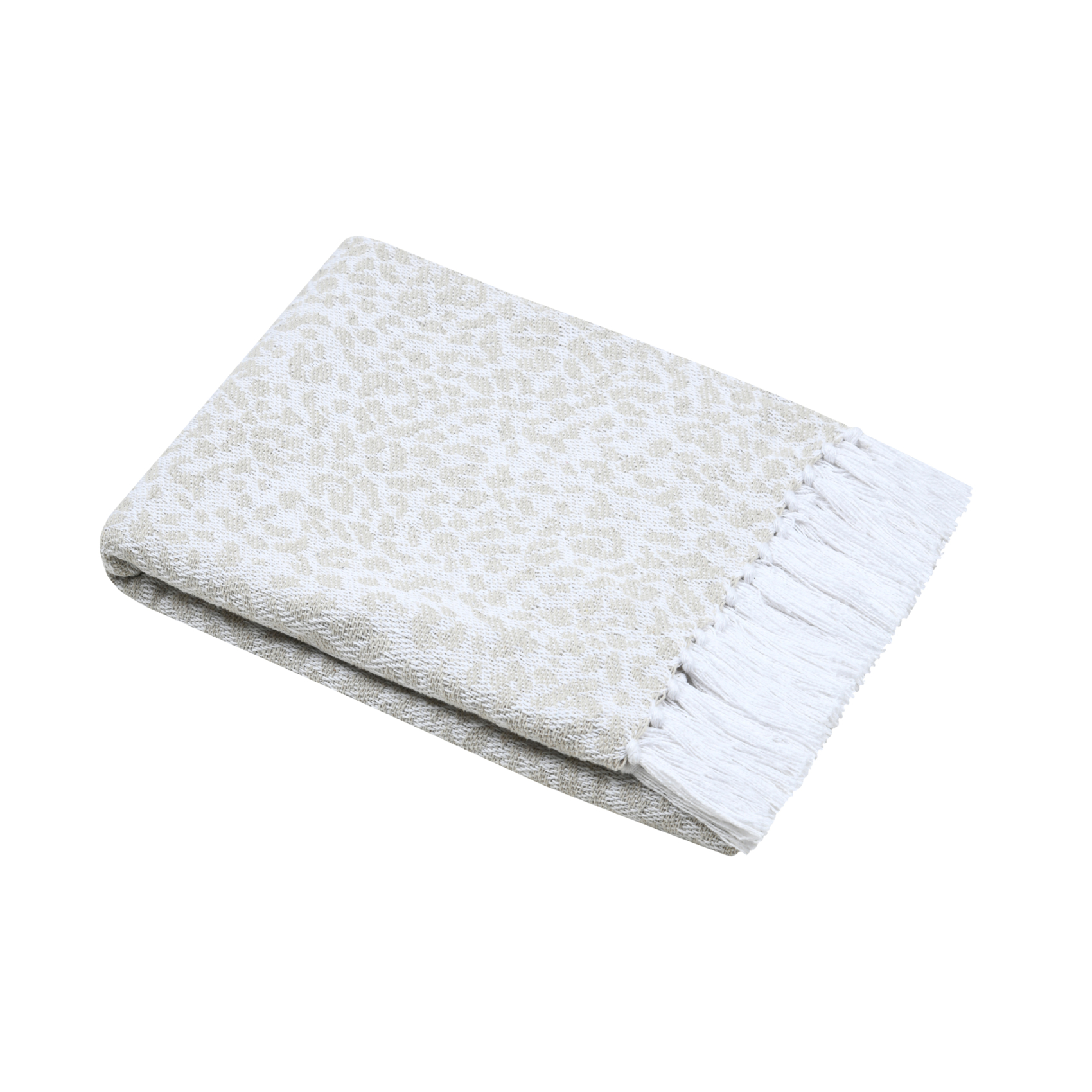 Plaid en coton à motif léopard tissé et franges, LOVELY CASA