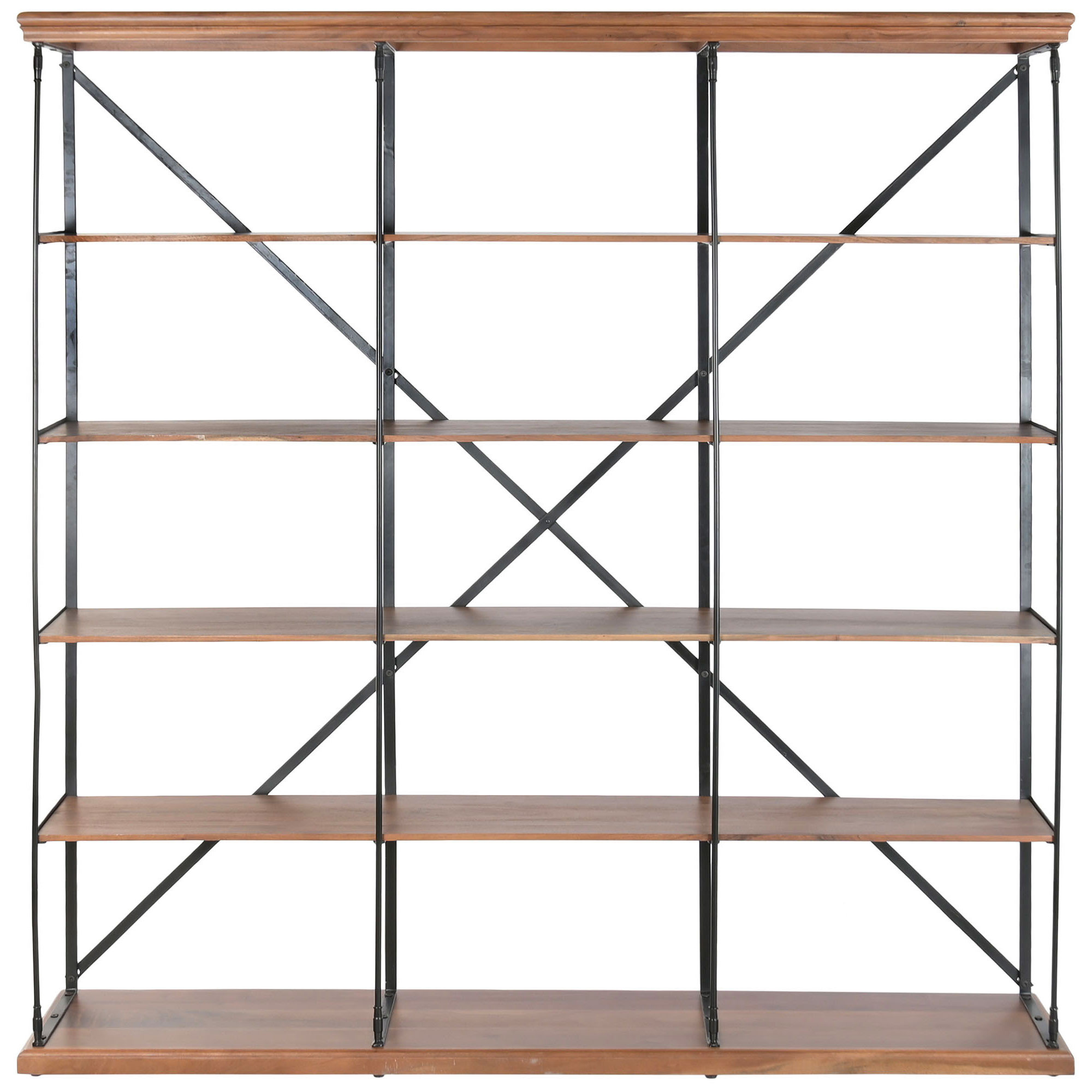 Étagère bibliothèque seesham et métal noir 213x43x220cm, WADIGA