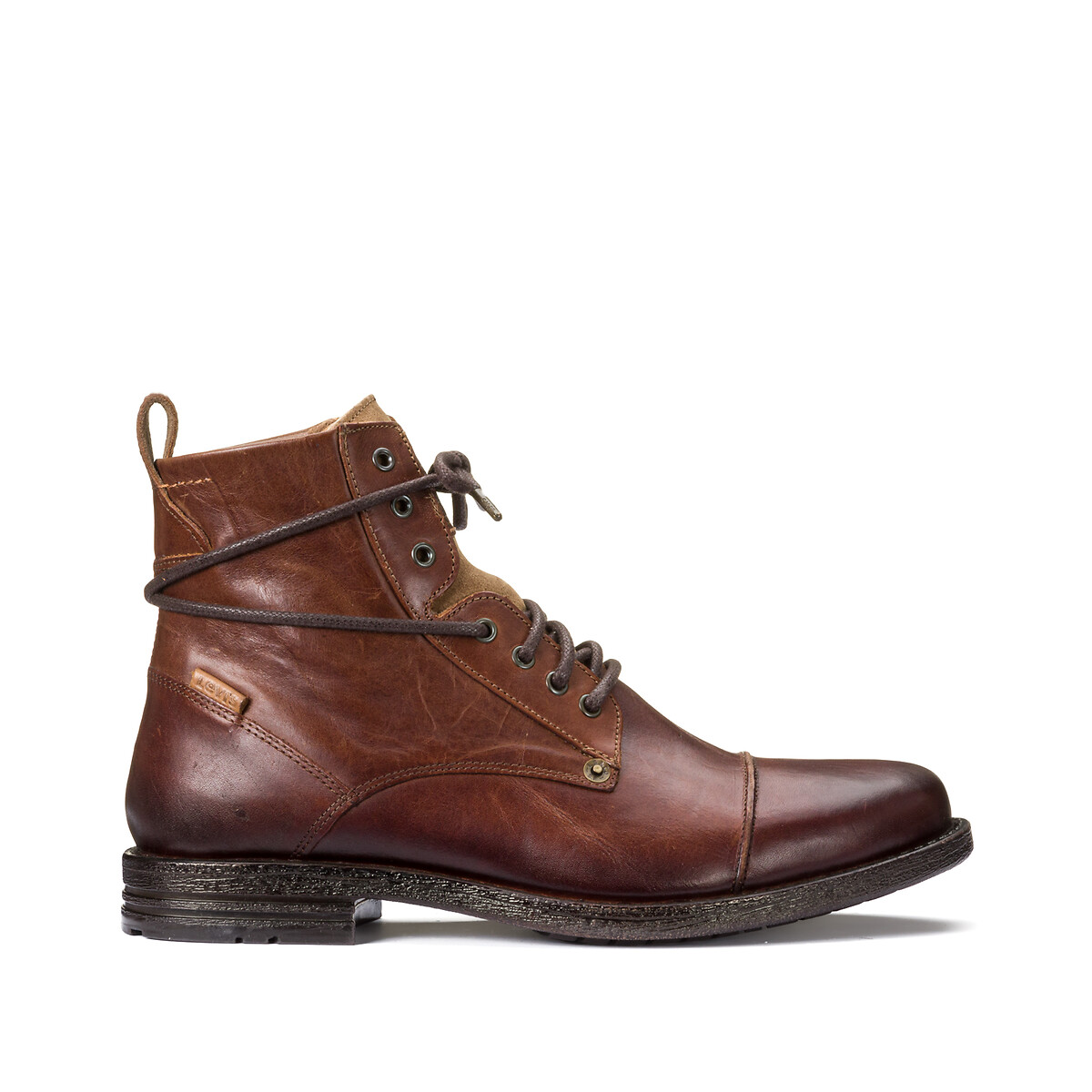Emerson leather lace-up ankle boots , brown, Levi's | La Redoute