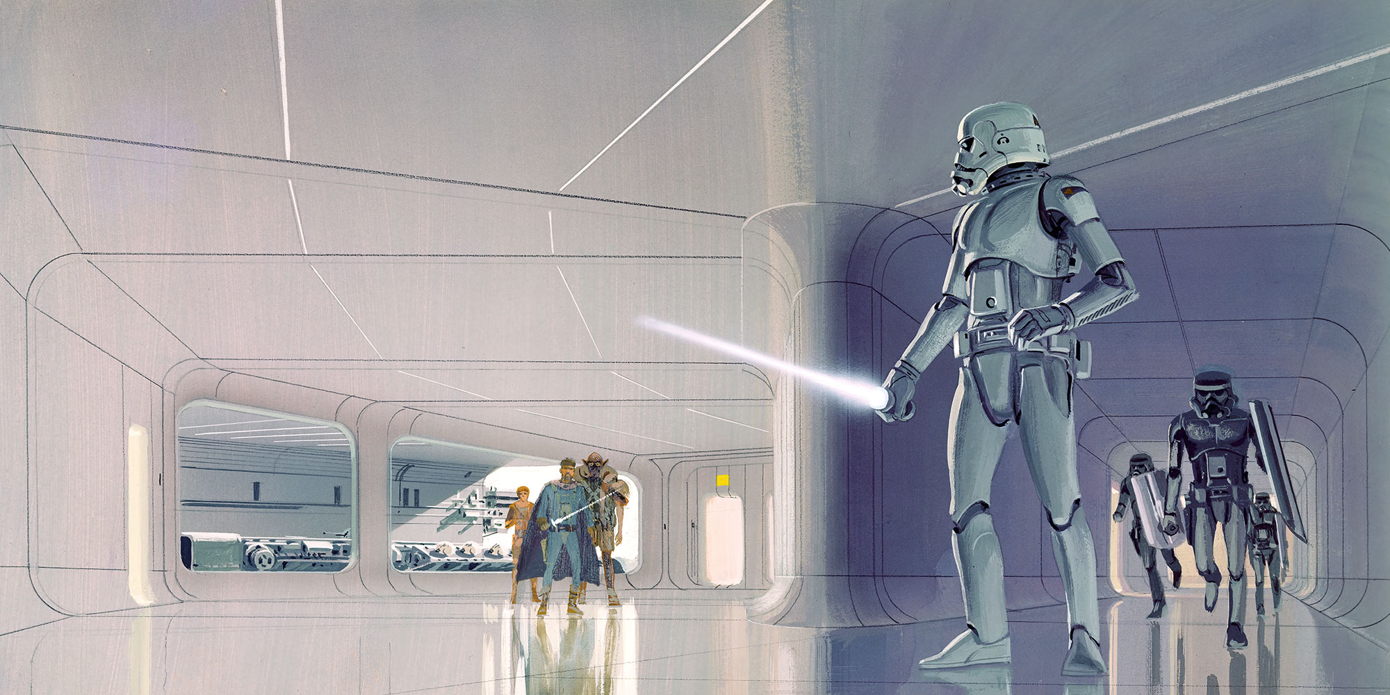 Papier peint Komar - Star Wars Classic RMQ Stormtrooper Hallway - 500 x 250 cm, HEXOA